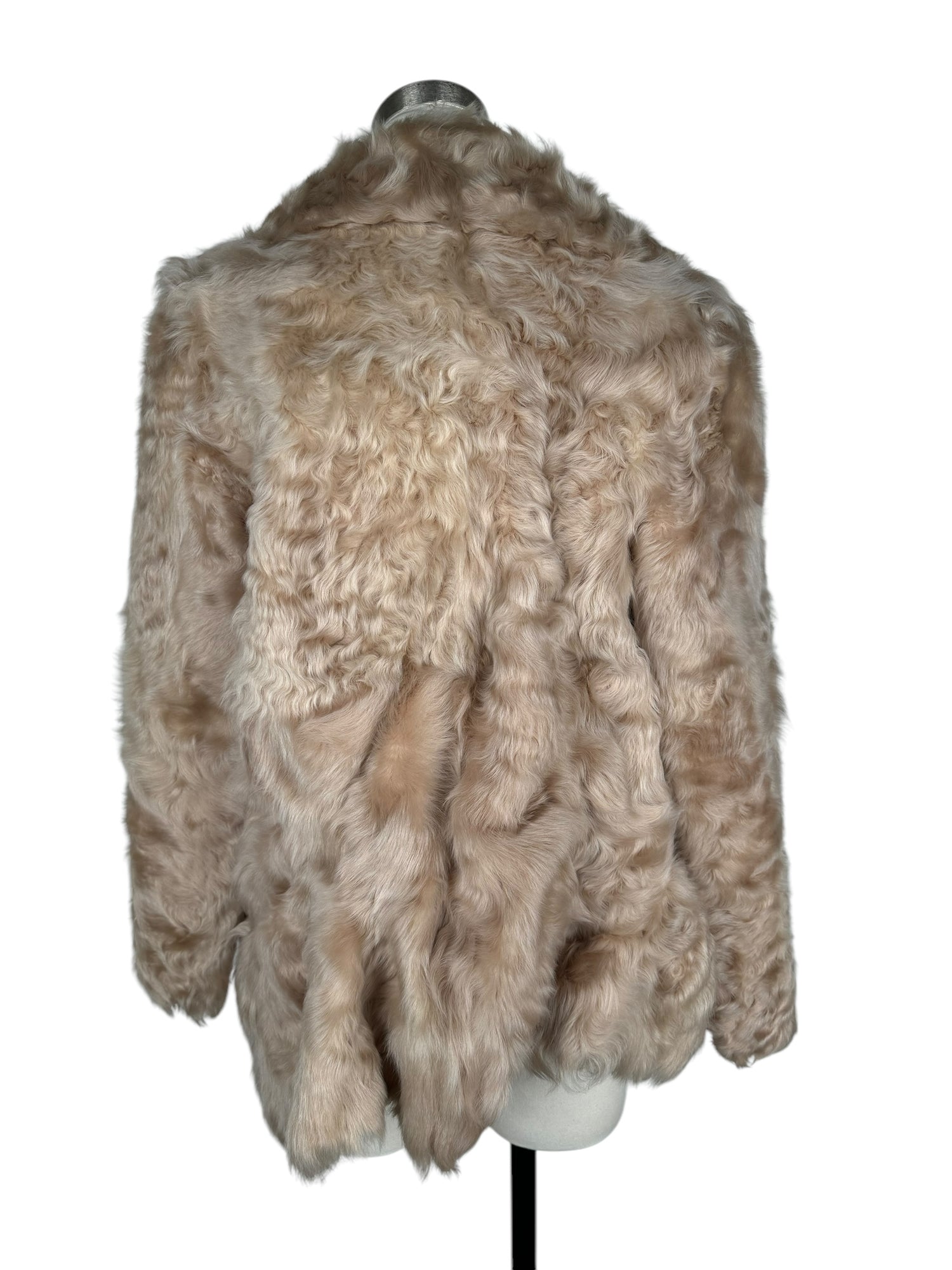 Vintage Tan Curly Lamb Fur Coat