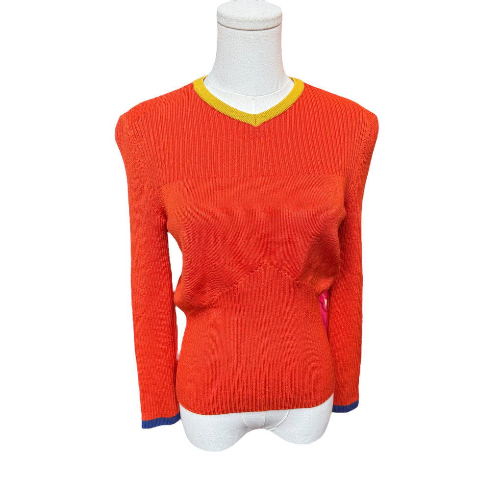 YSL Orange Color Block Sweater