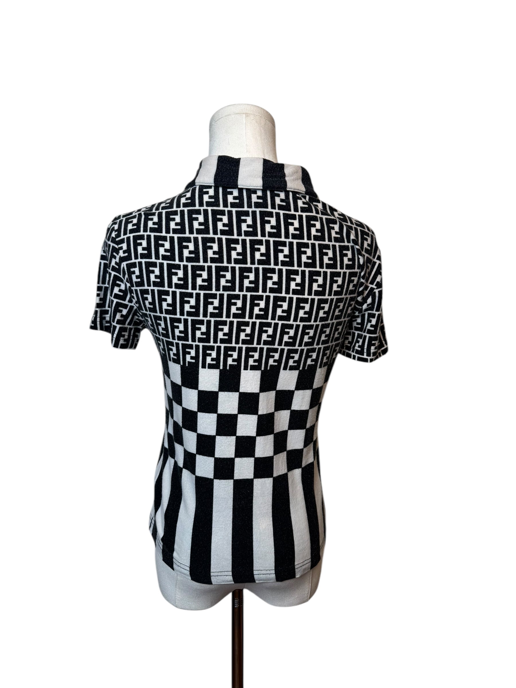 Fendi Black and White Polo Top