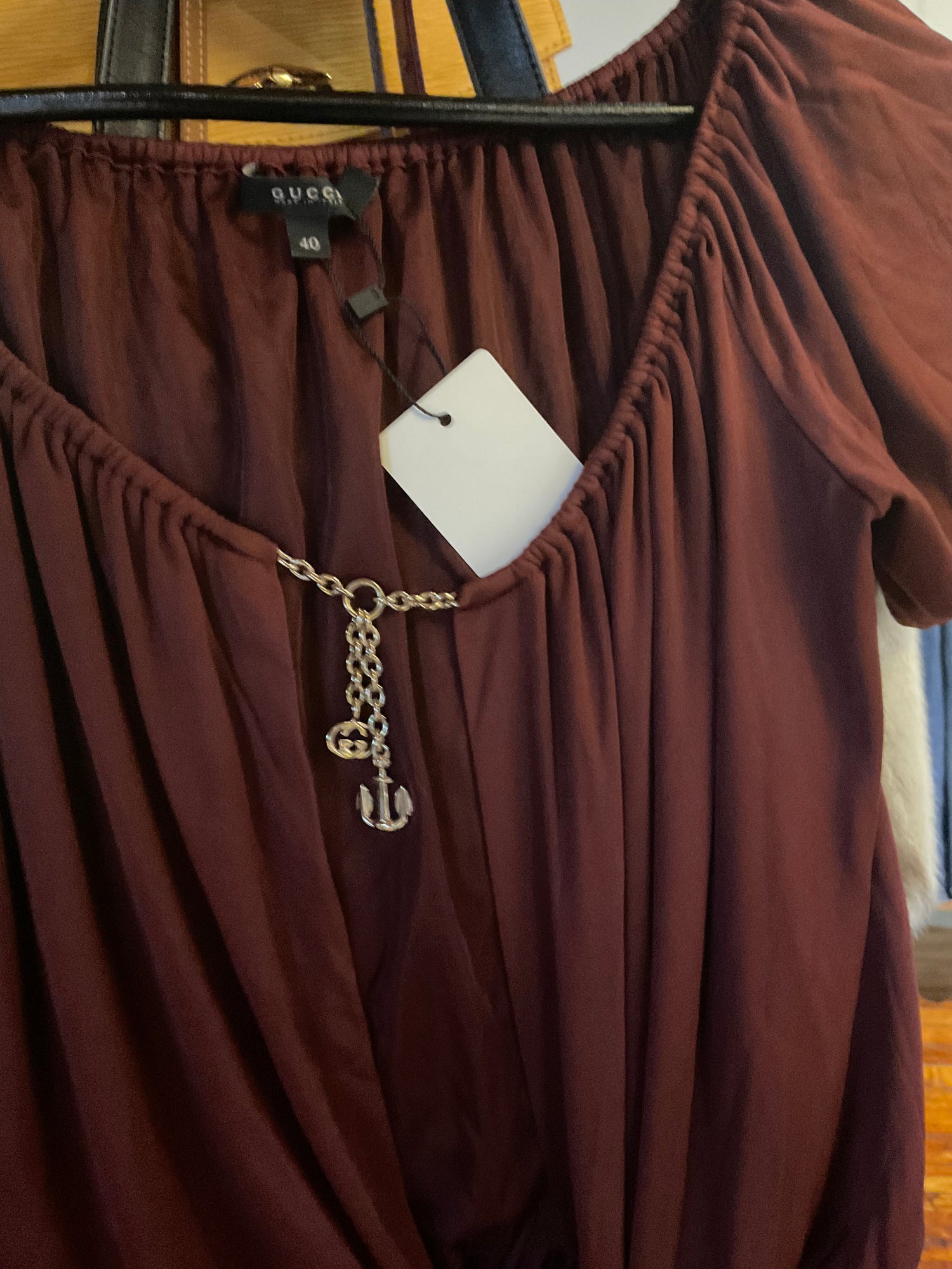 Gucci Red Chain Detail Blouse