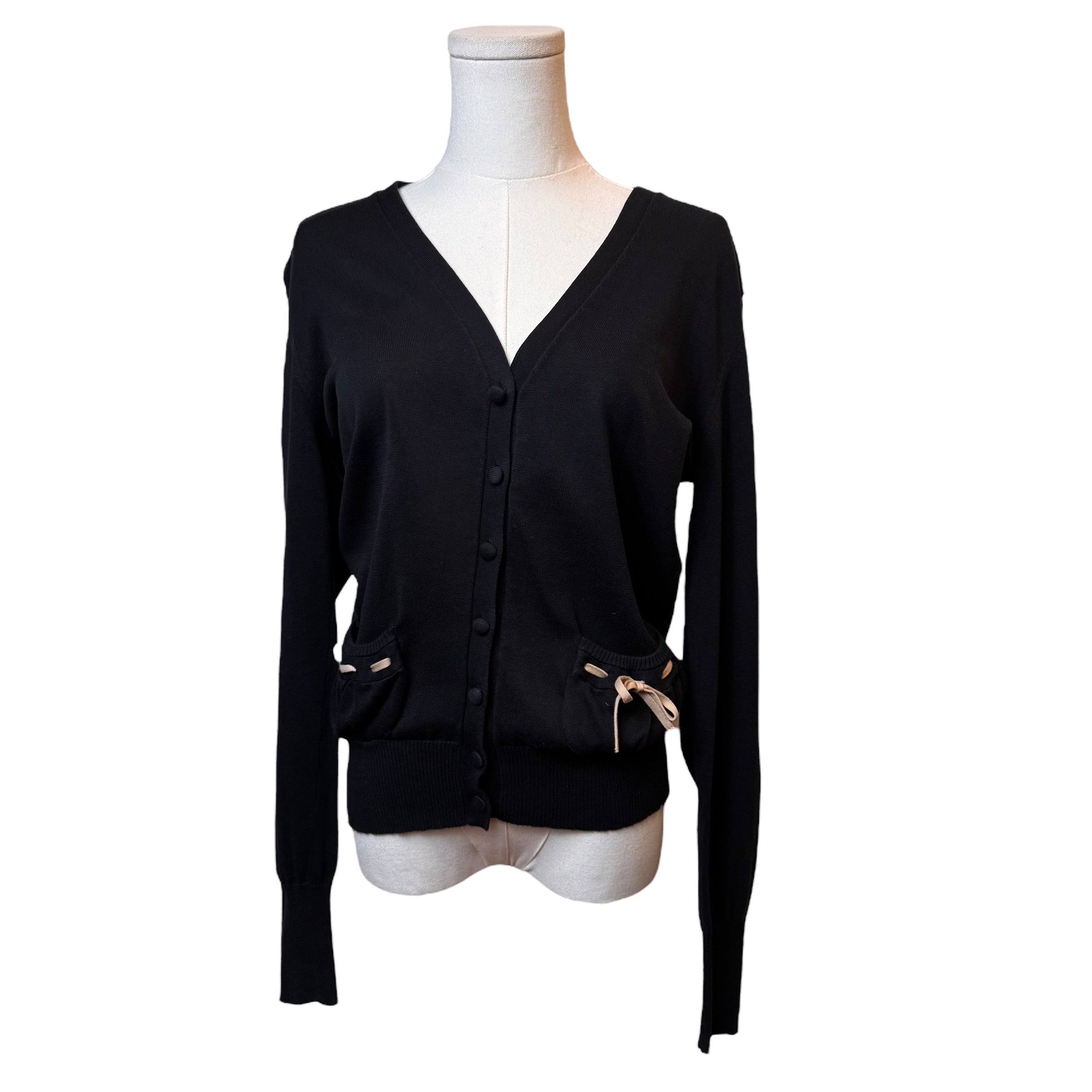 Fendi Black Cardigan with Bow Detailing