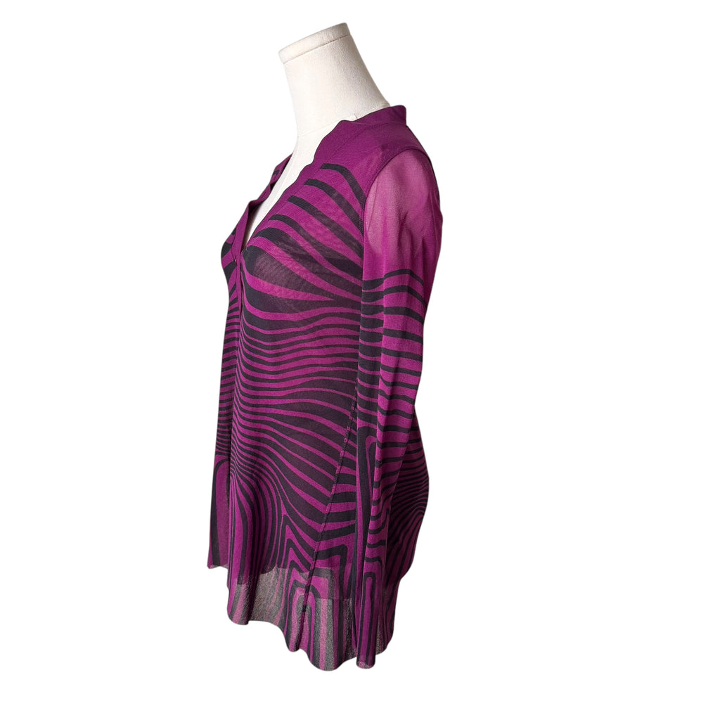 JPG Black/Purple Mesh Striped Cardigan