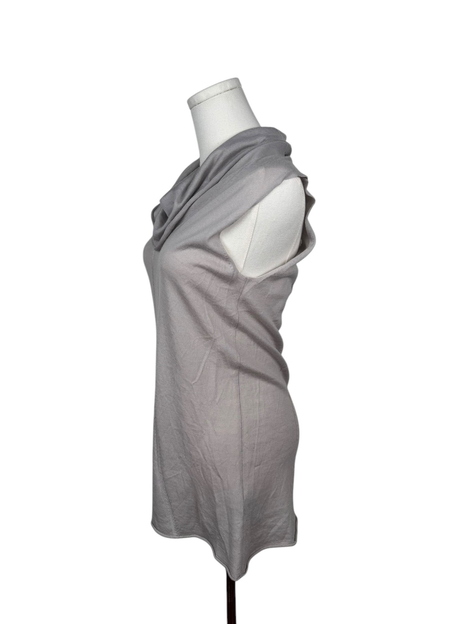 Donna Karen Grey Knit Cowl Neck Sleeveless Sweater