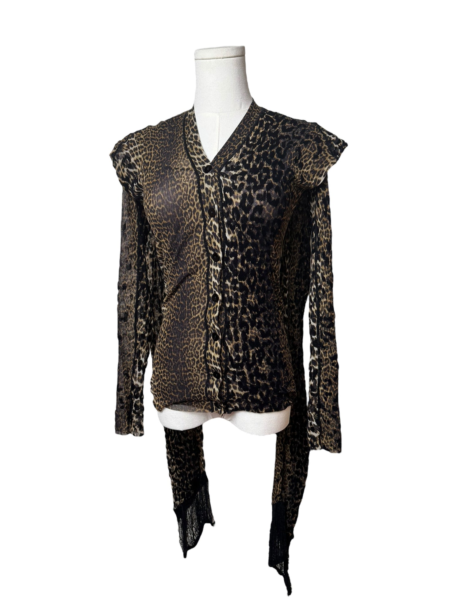 Jean Paul Gaultier Mesh Cheetah Print Top