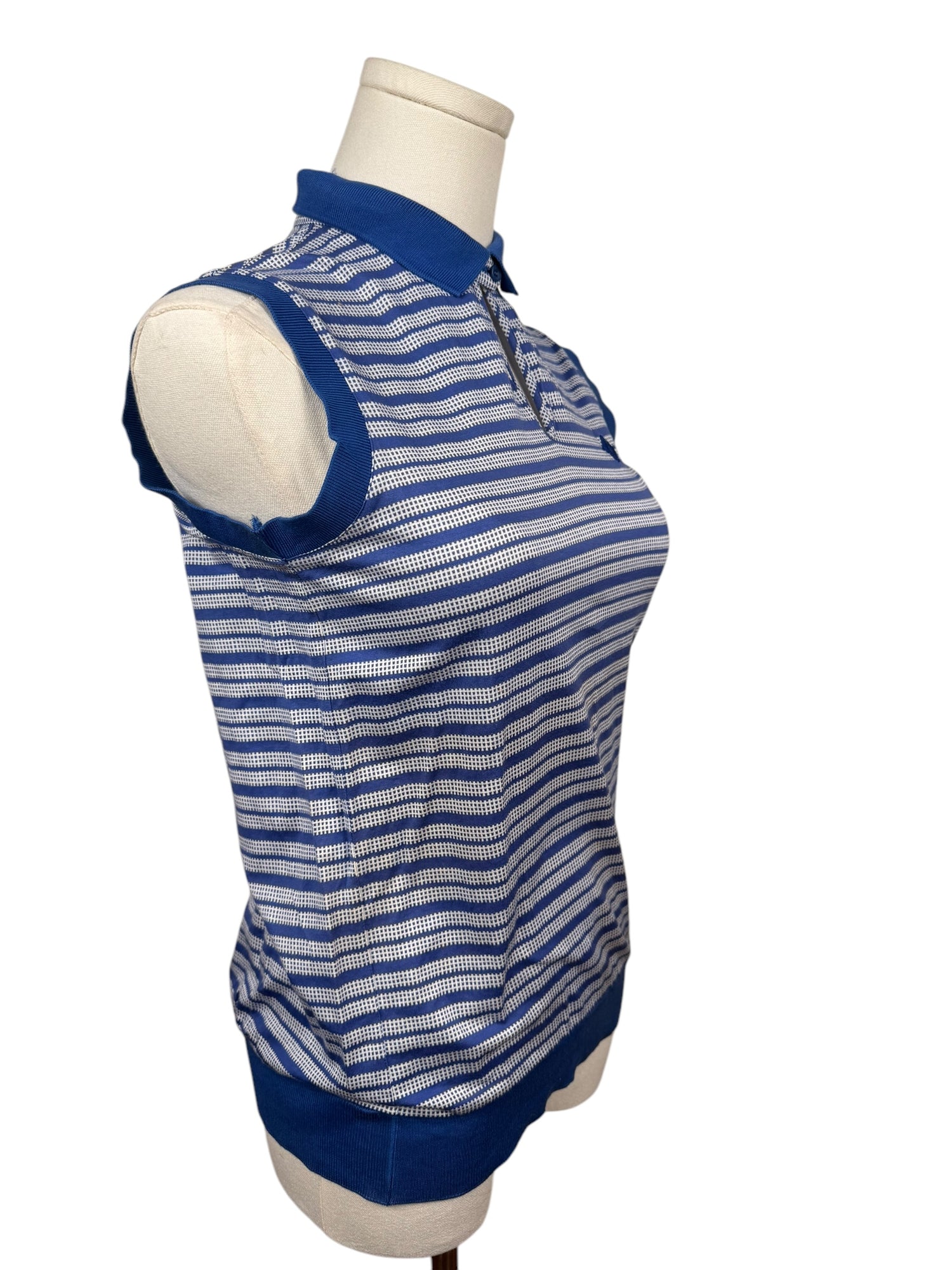 Christian Dior Sports Blue Striped Polo Top