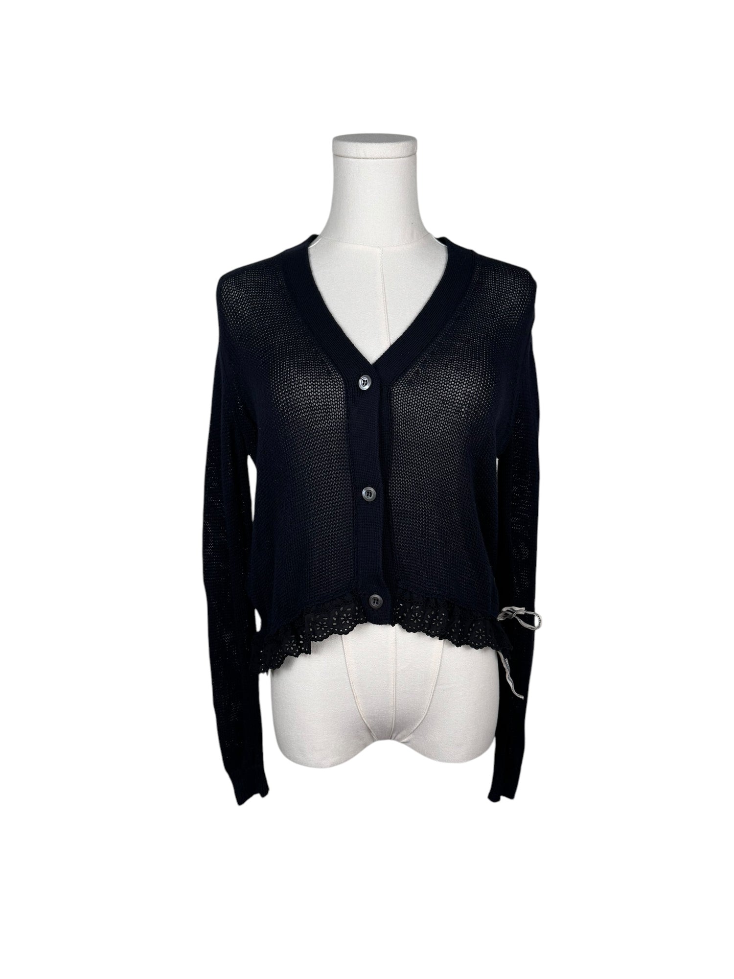 Miu Miu Navy Cropped Knit Cardigan