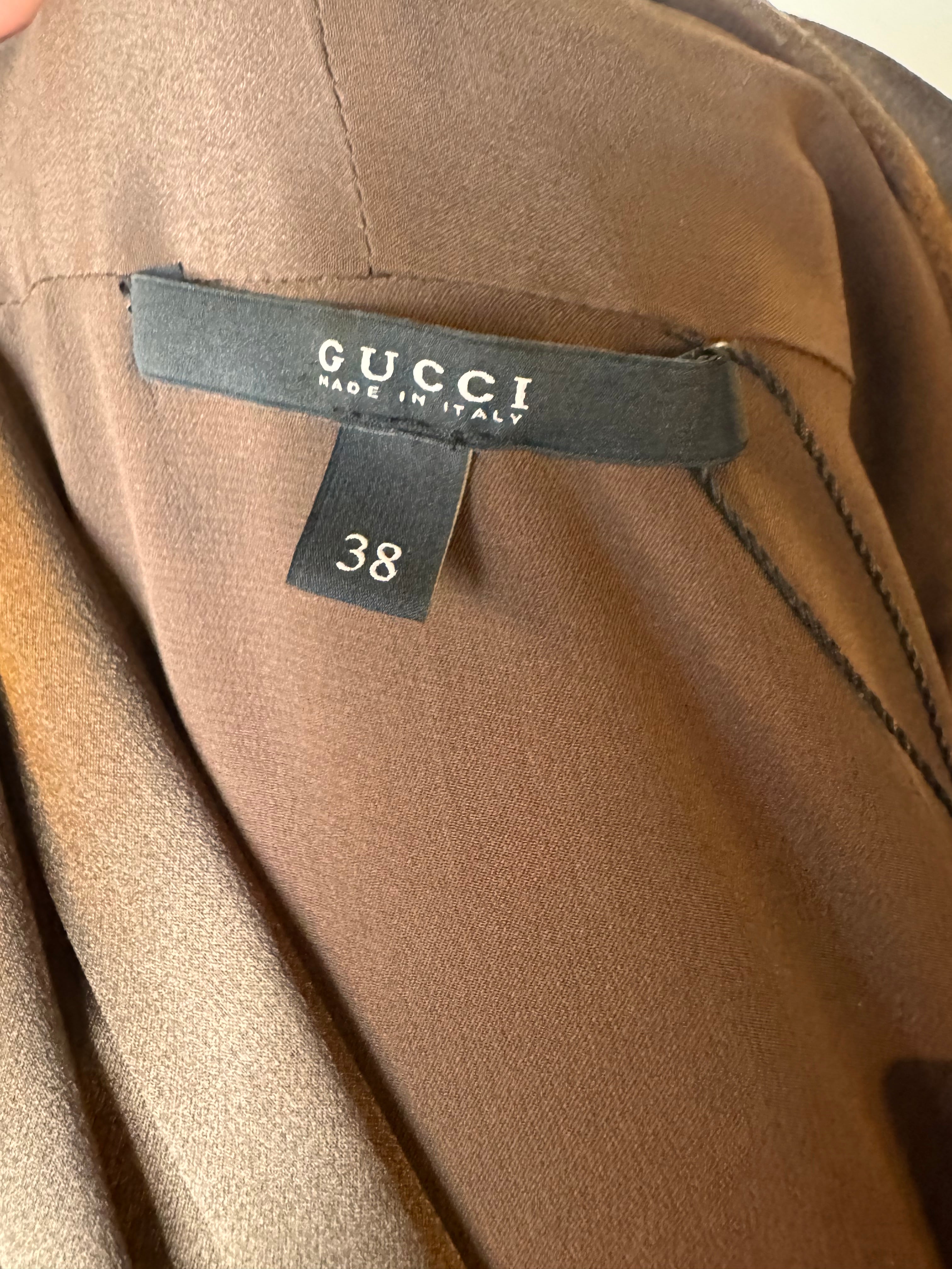 Gucci Brown Silk Horse-bit Dress