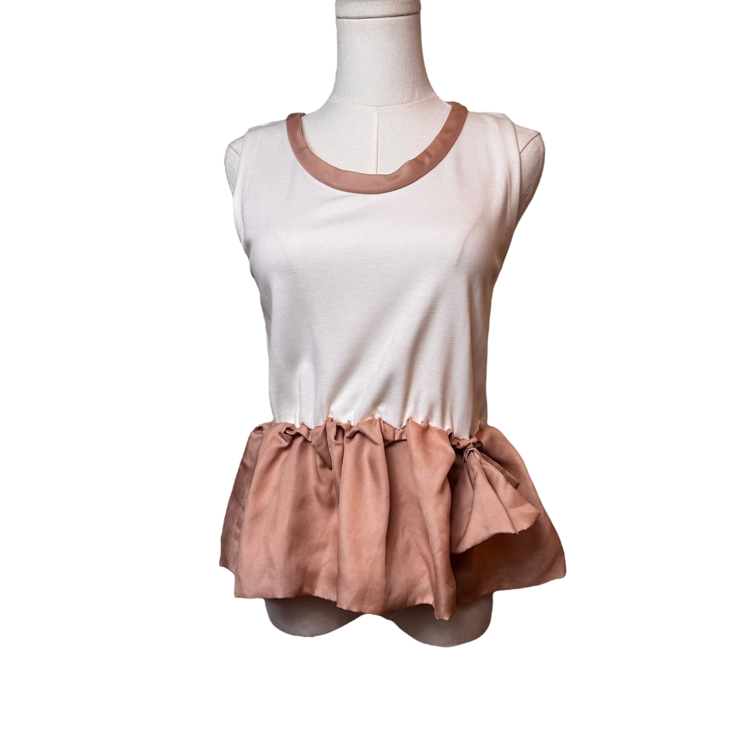 Miu Miu White/Pink Peplum Top