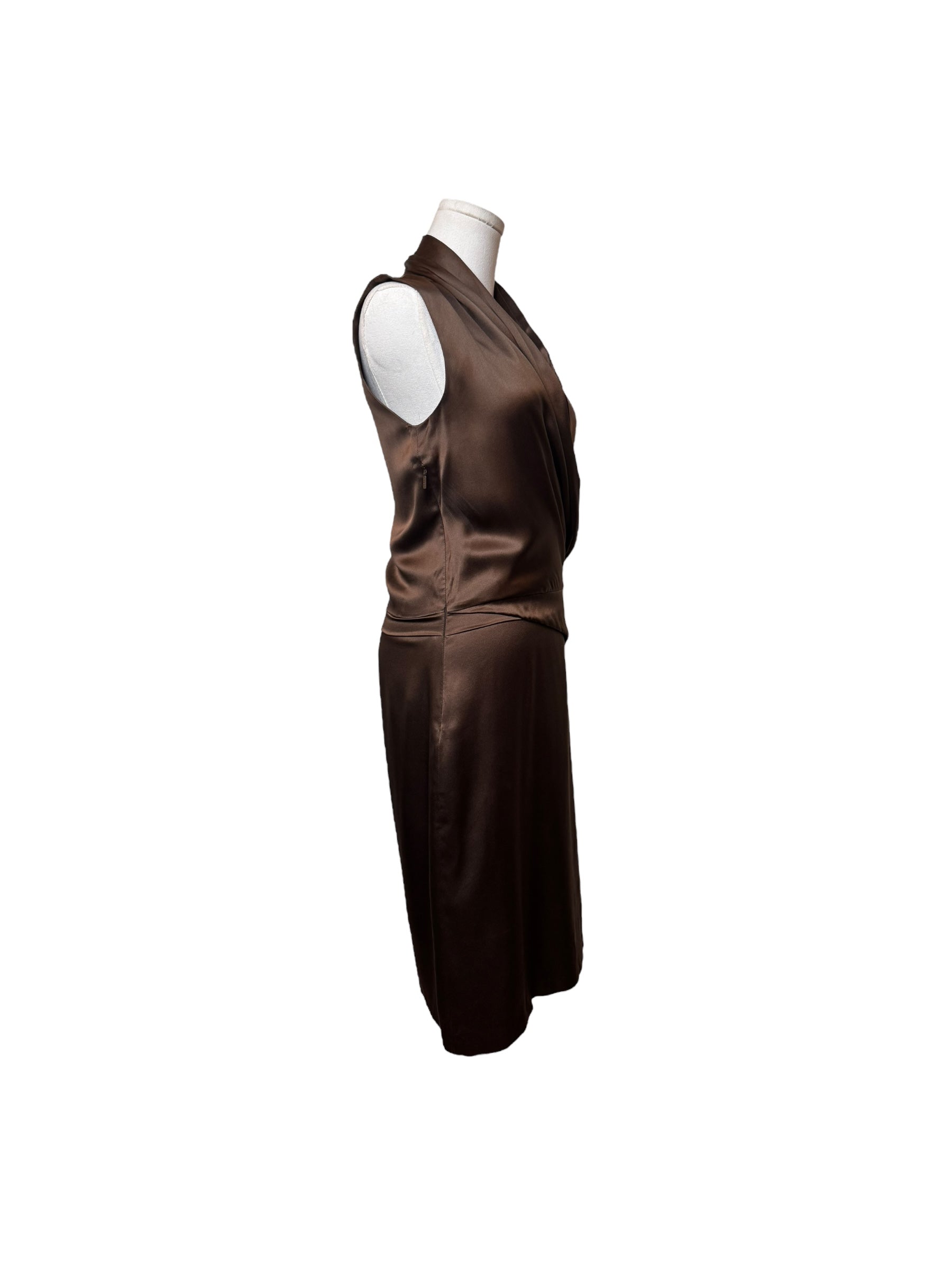 Gucci Brown Silk Horse-bit Dress