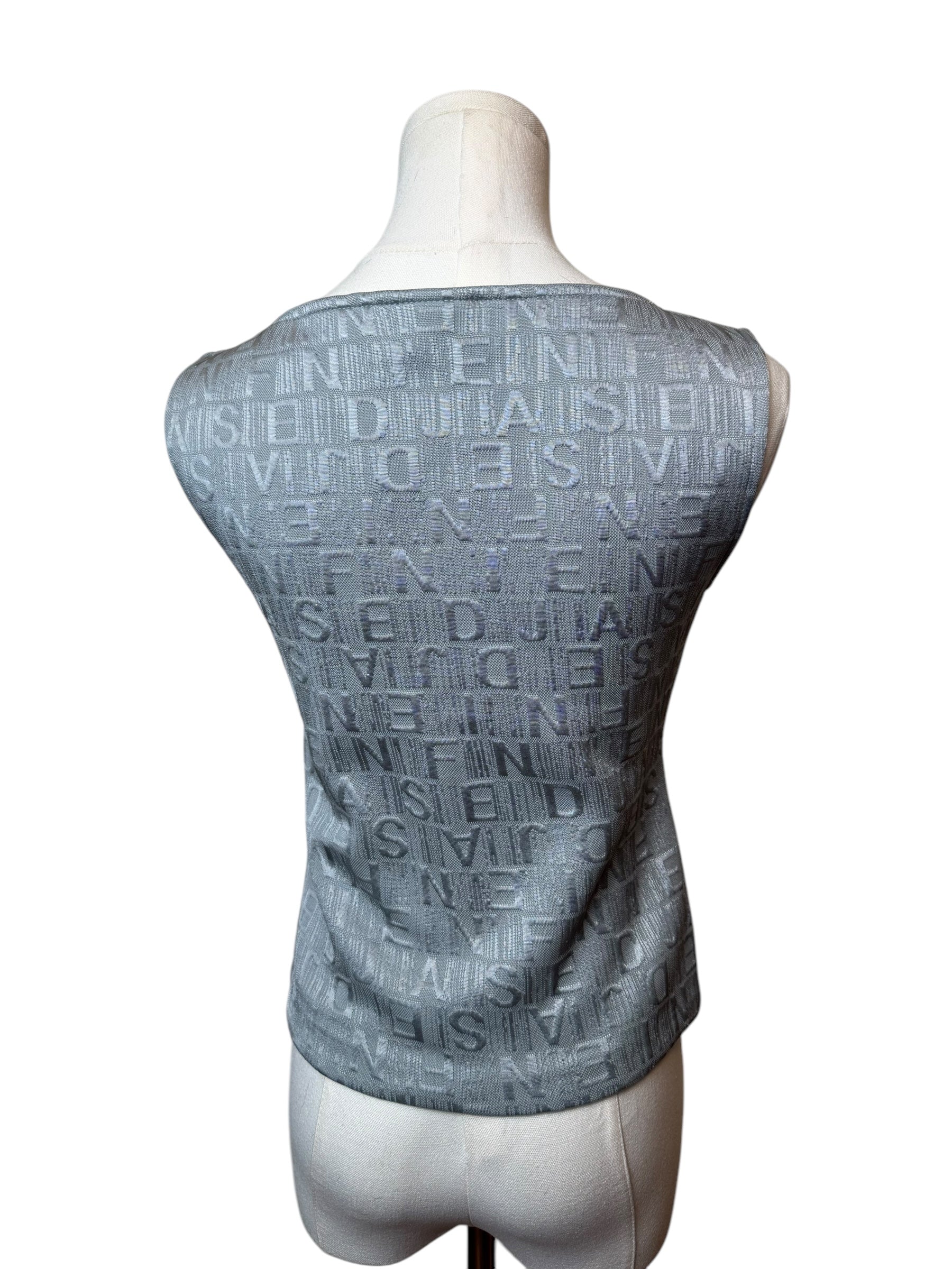 Fendi Grey Embossed Logo Tank Top