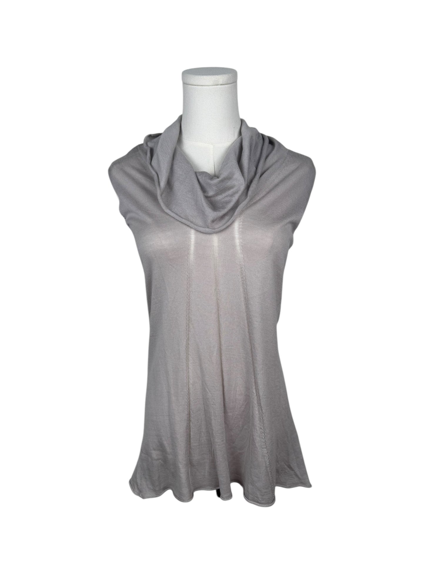 Donna Karen Grey Knit Cowl Neck Sleeveless Sweater