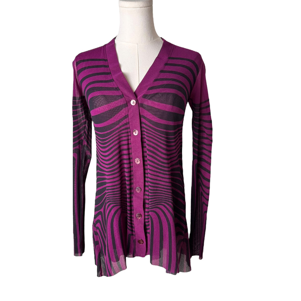 JPG Black/Purple Mesh Striped Cardigan
