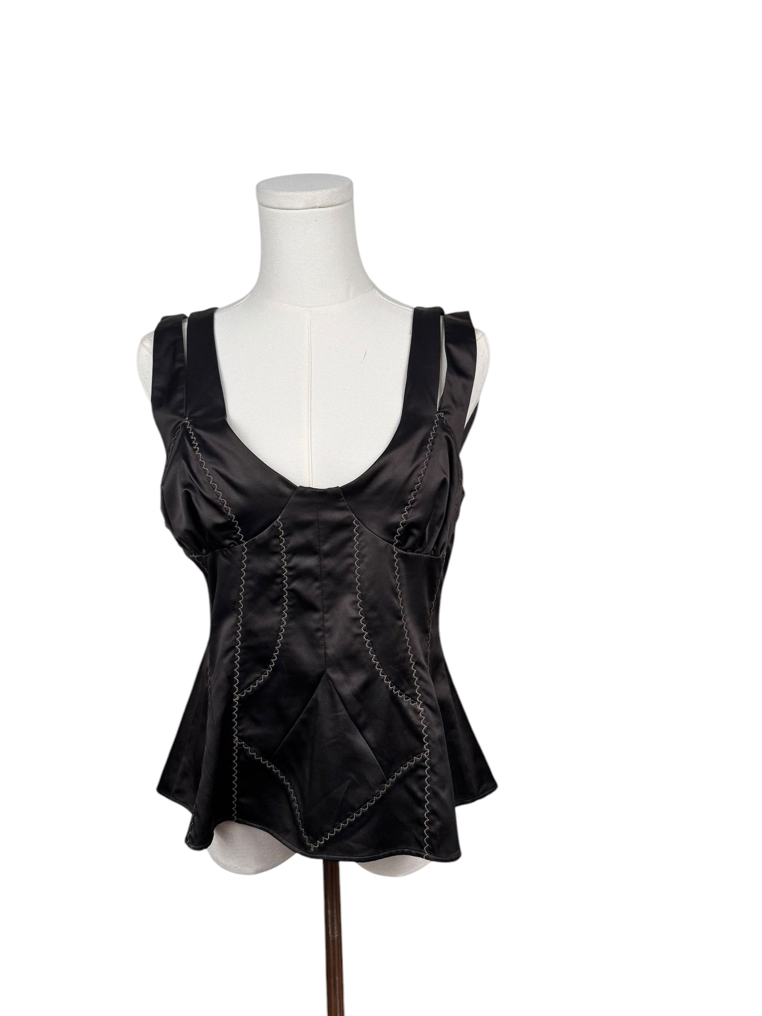 Roberto Cavalli Black Embroidered Silk Tank