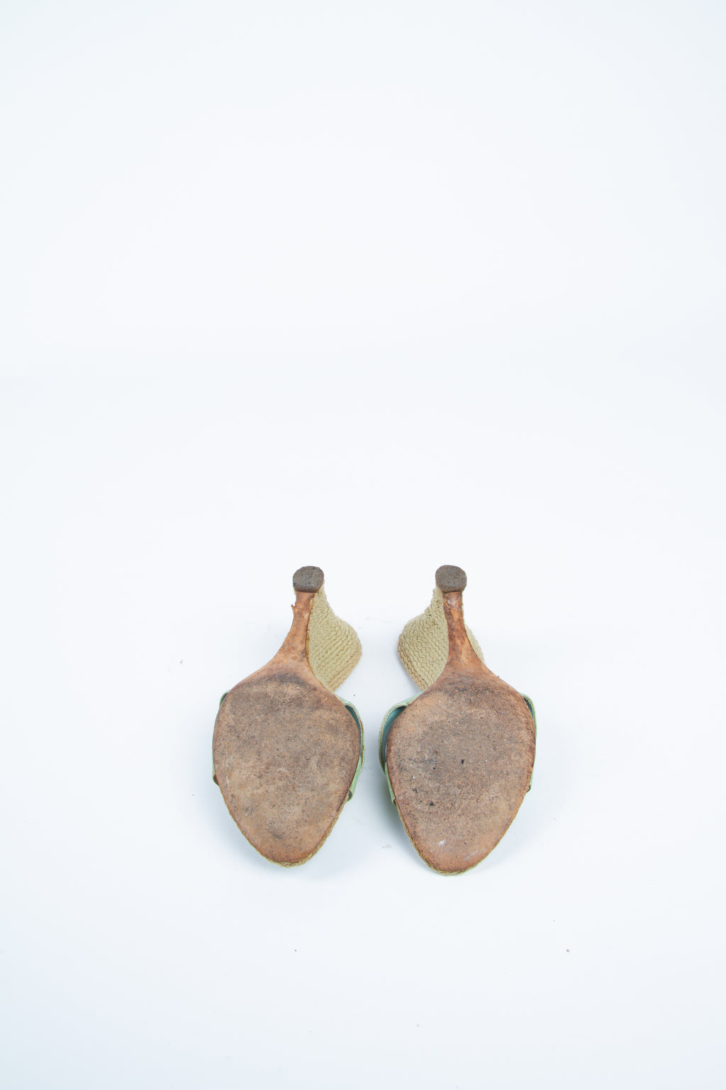 Vintage Chanel 2000s Size 36 Green Blue Espadrille Wedge | Y2K Designer Heels Shoes