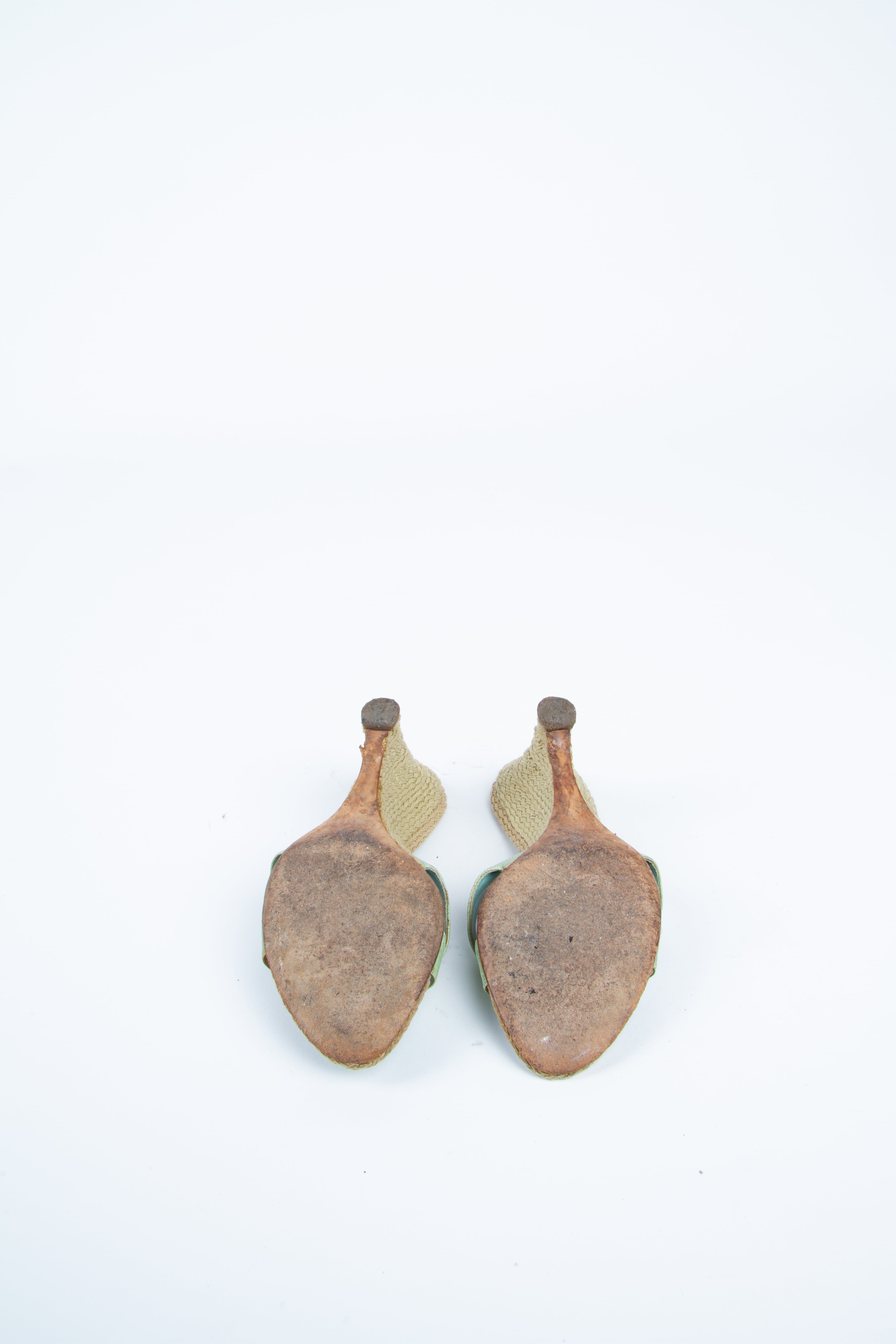 Vintage Chanel 2000s Size 36 Green Blue Espadrille Wedge | Y2K Designer Heels Shoes