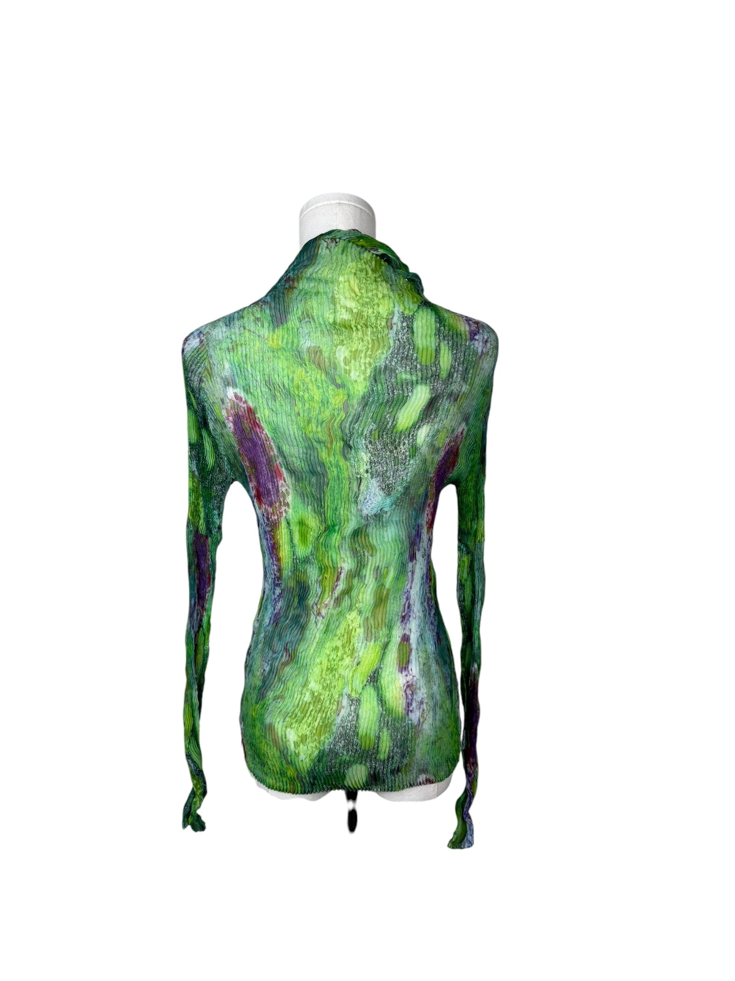 Issey Miyake Chiffon Green/Multicolor Top