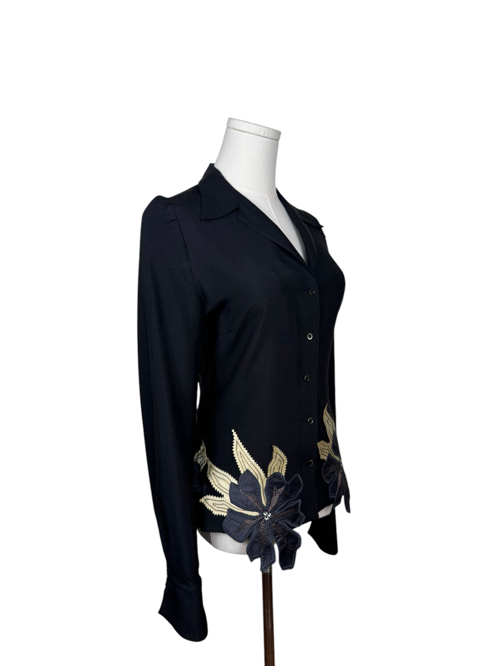 Chloe Silk Top w/ Flower Embroidery