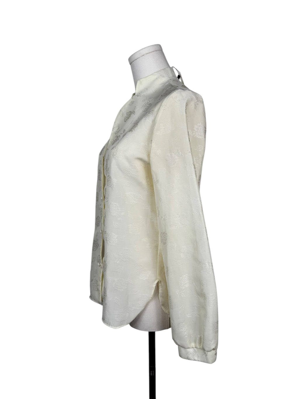 Vintage Ivory Rose Silk Button Down