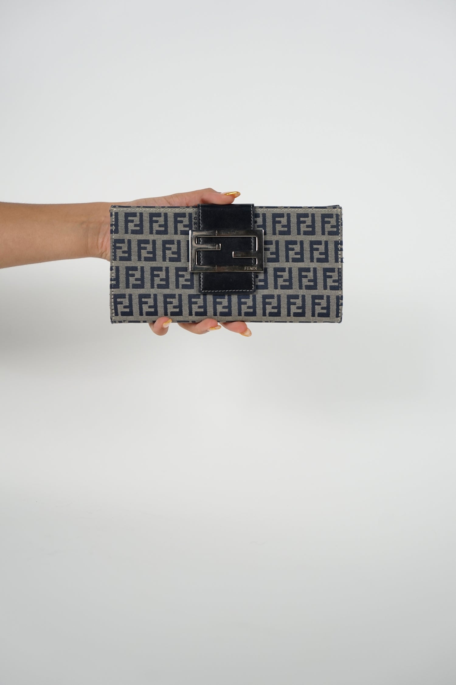 FENDI Zucca Canvas Navy Wallet