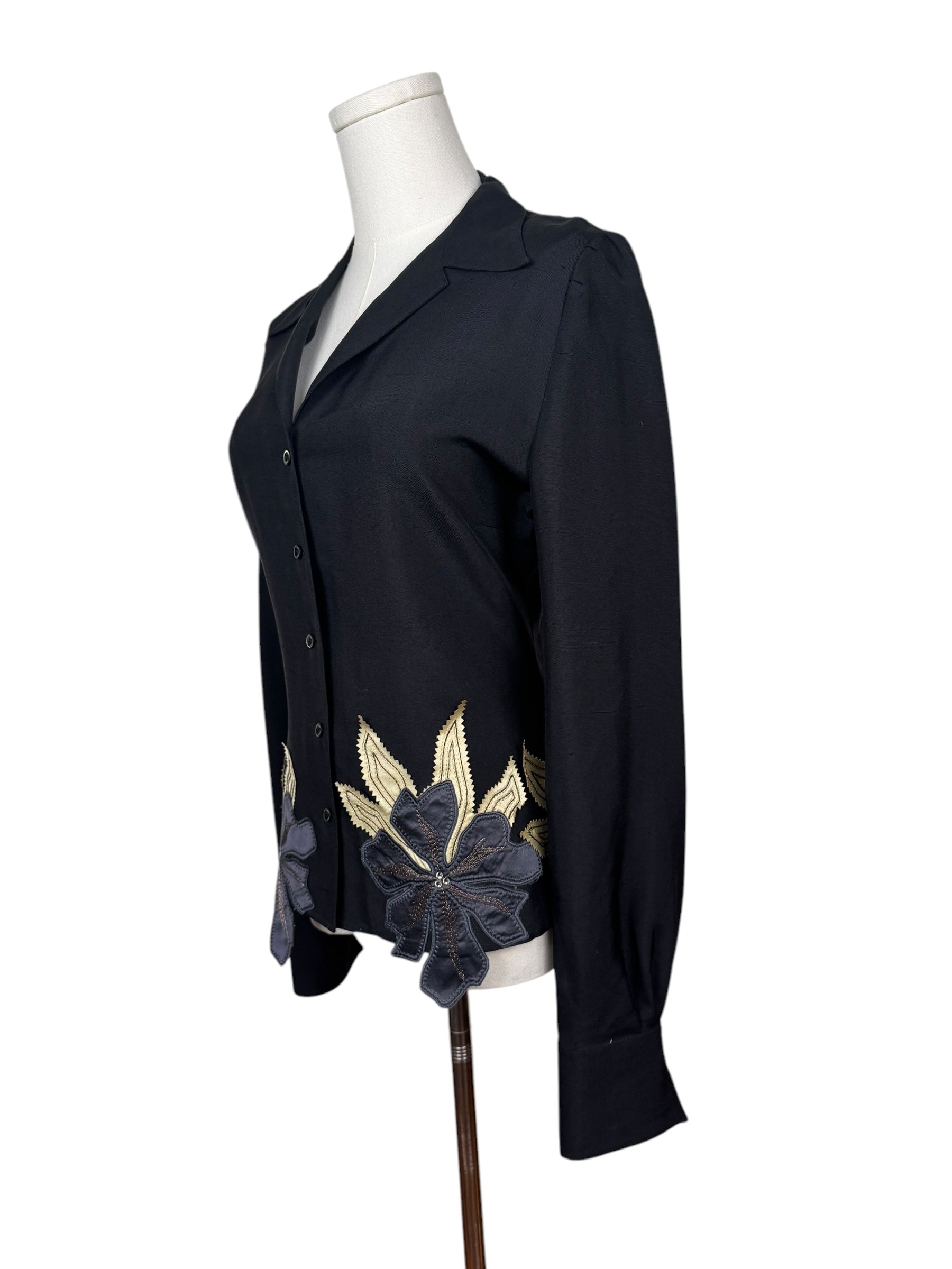 Chloe Silk Top w/ Flower Embroidery