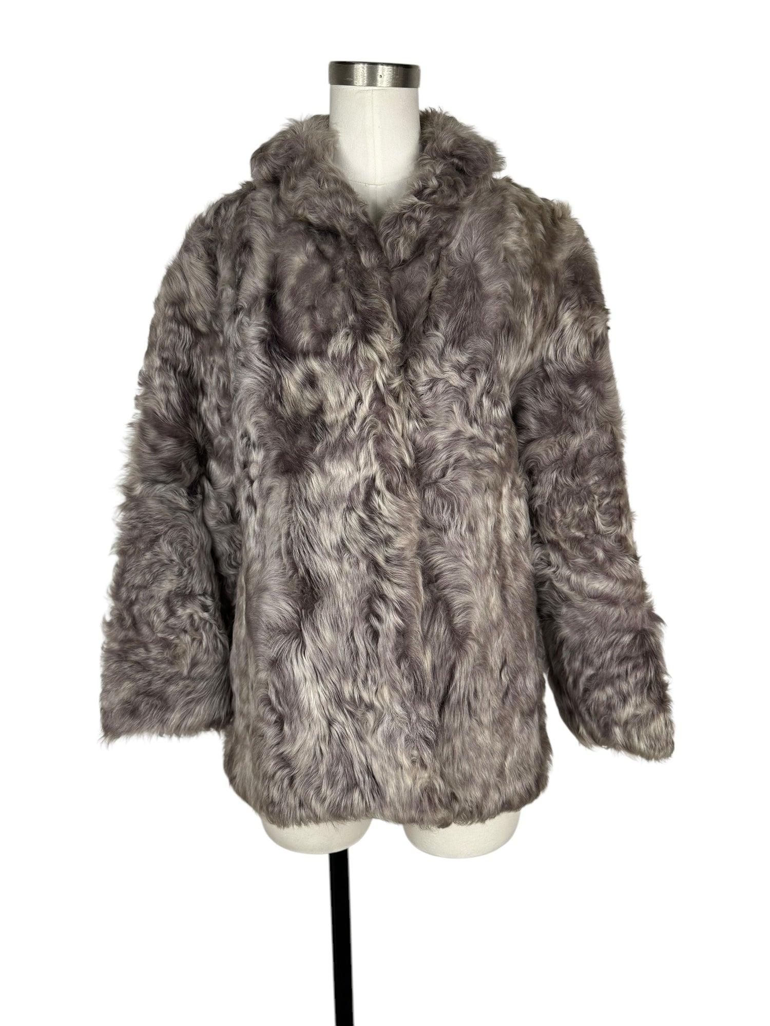 Vintage Grey Lamb Fur Coat