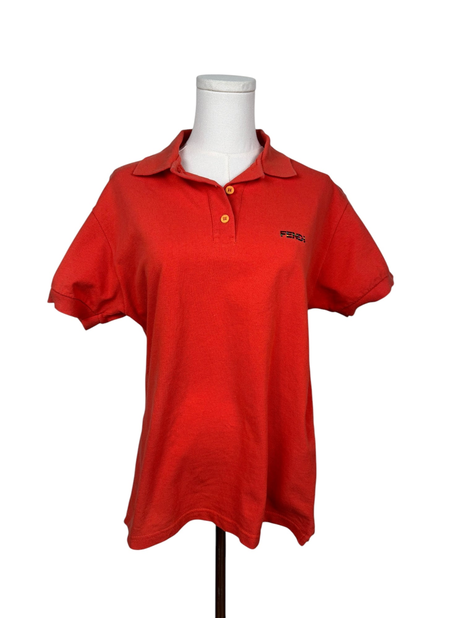 Fendi Logo Coral Short Sleeve Polo