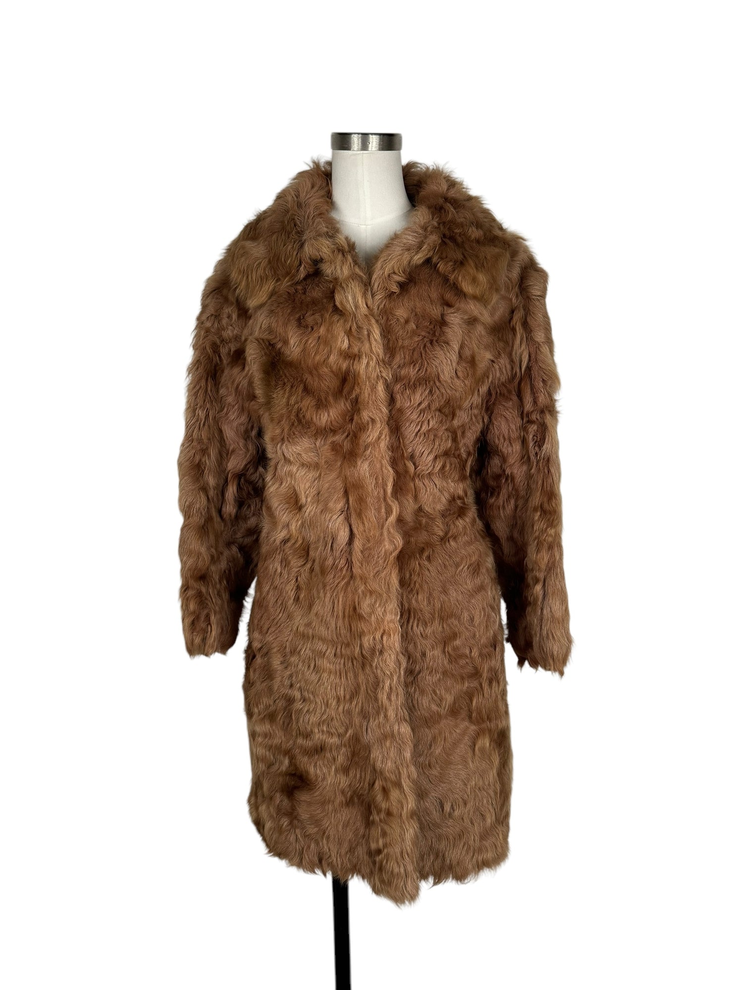 Vintage Brown Curly Lamb Fur Coat