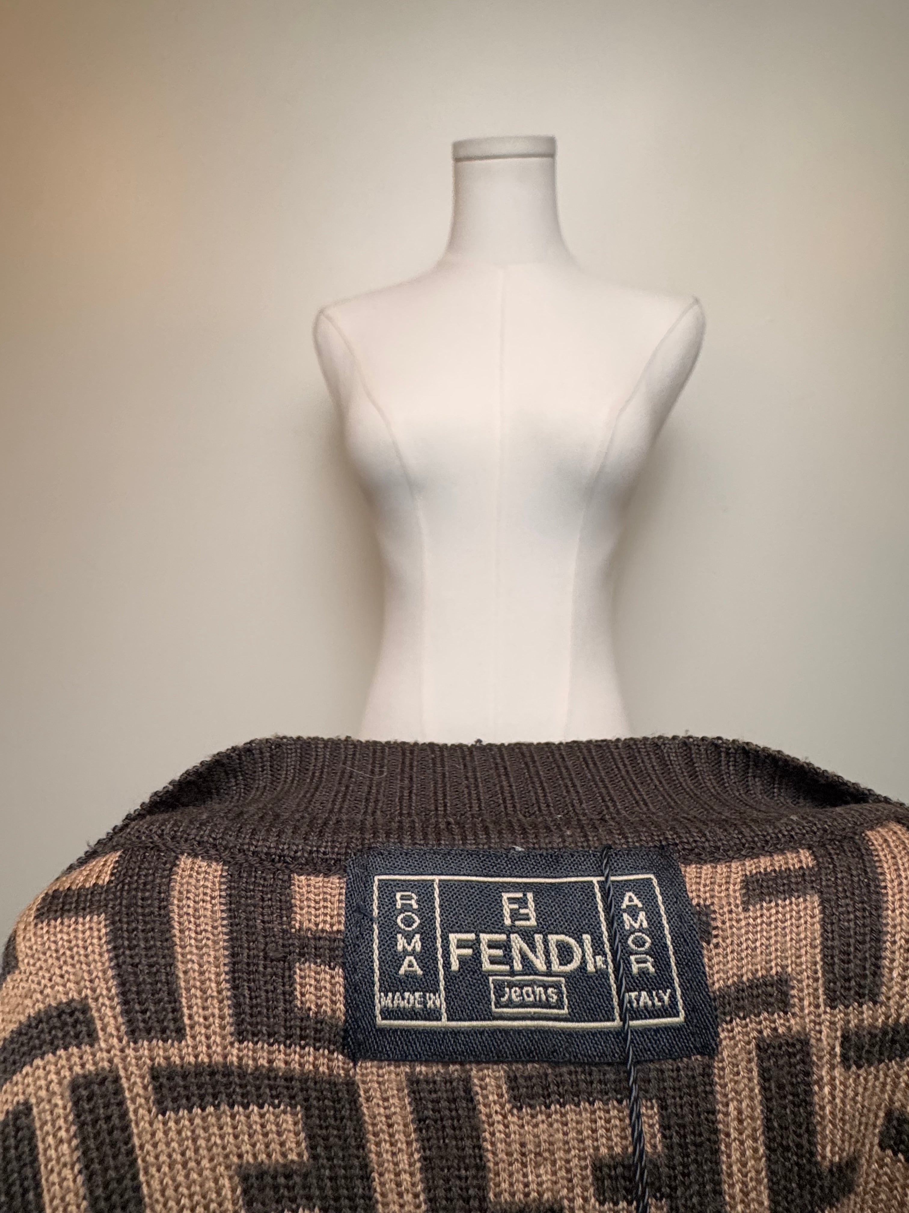 Fendi Monogram Print Short Sleeve Sweater