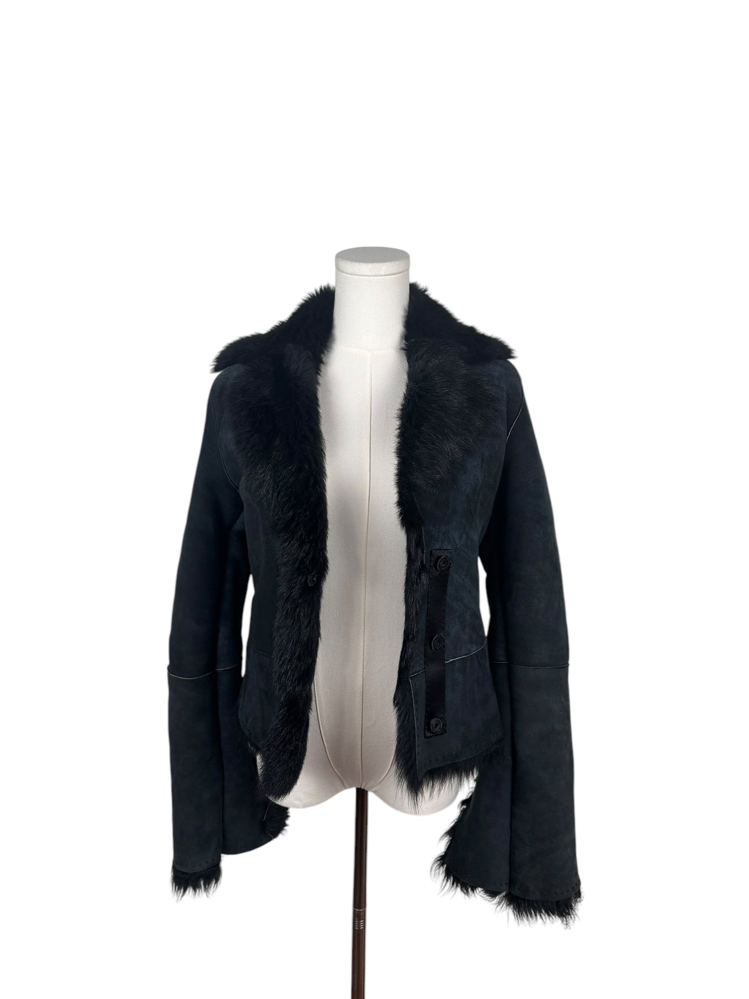 Navy Vintage Fur Jacket