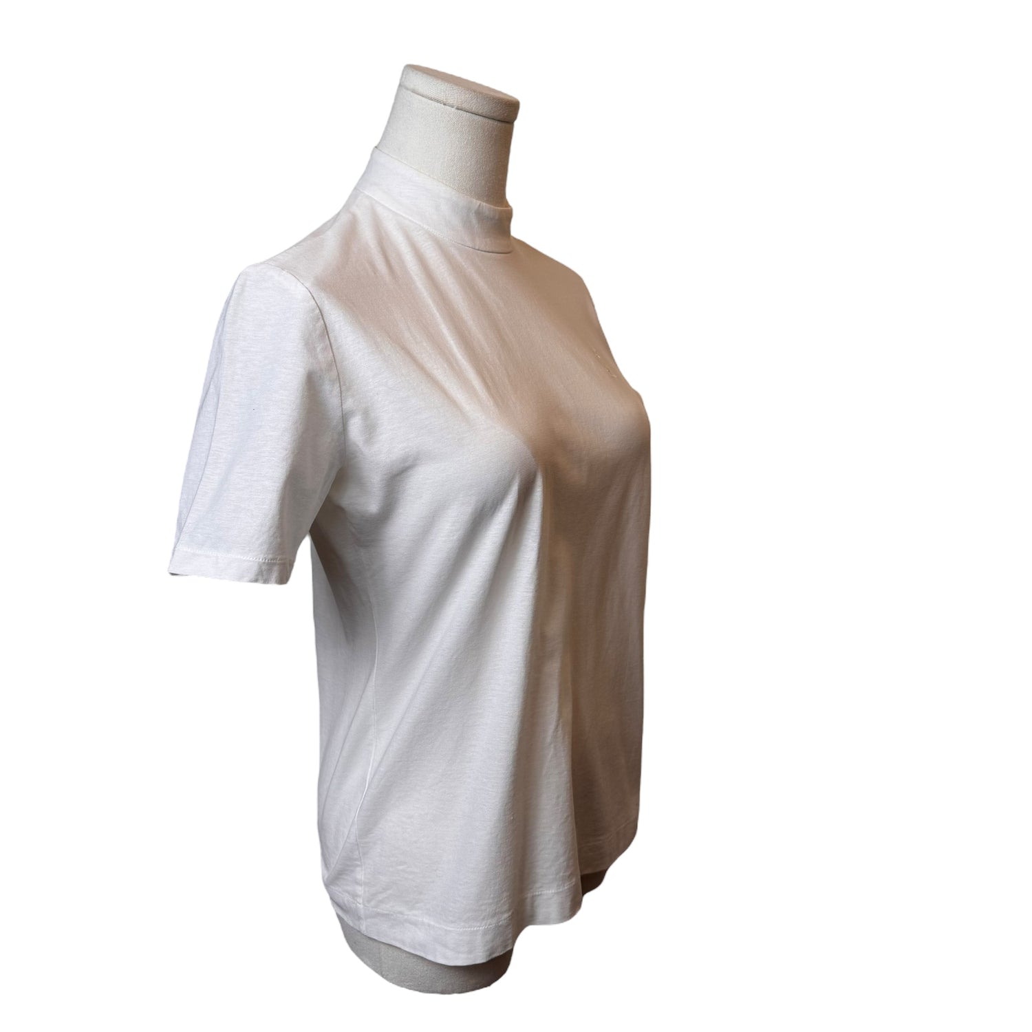 YSL White Mockneck T-Shirt