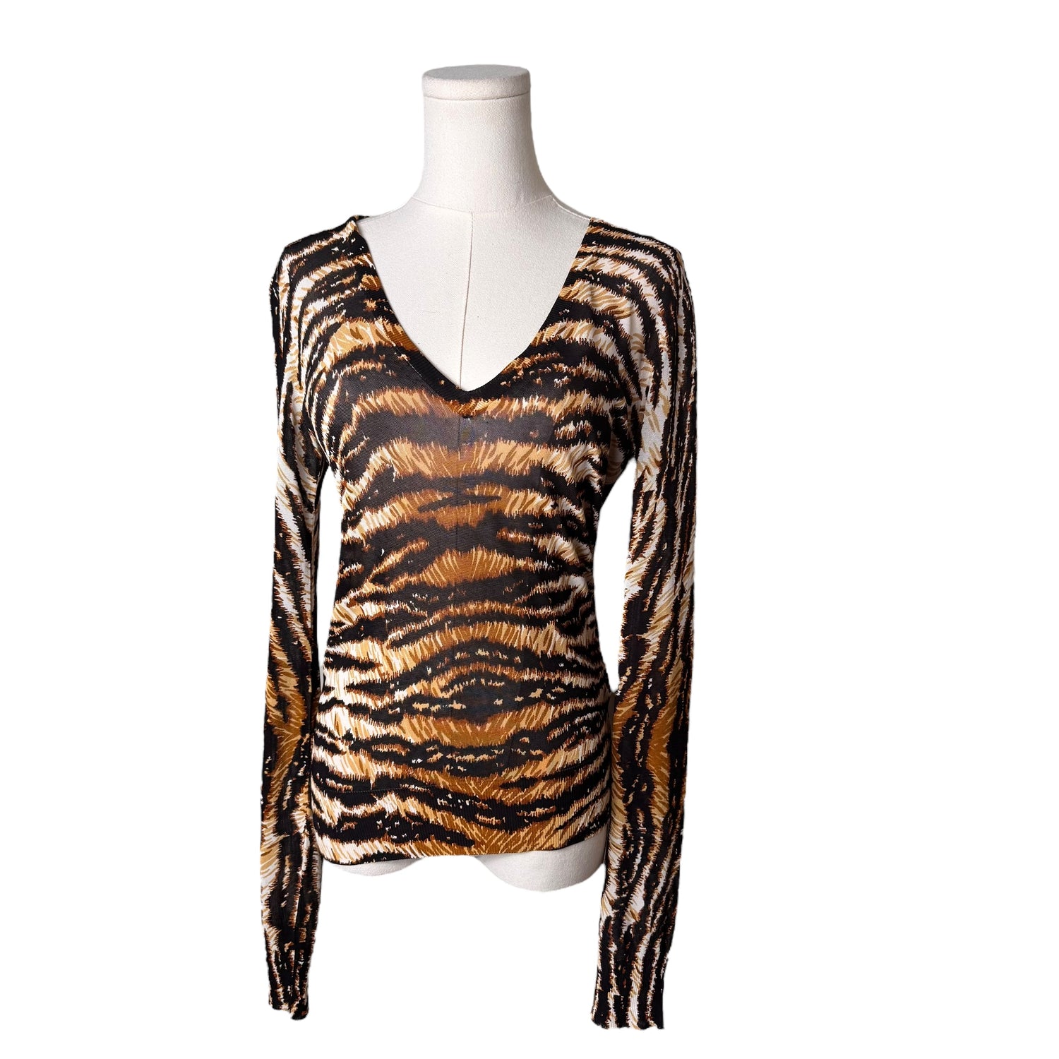 Dolce & Gabbana Cheetah Print Mesh Long Sleeve