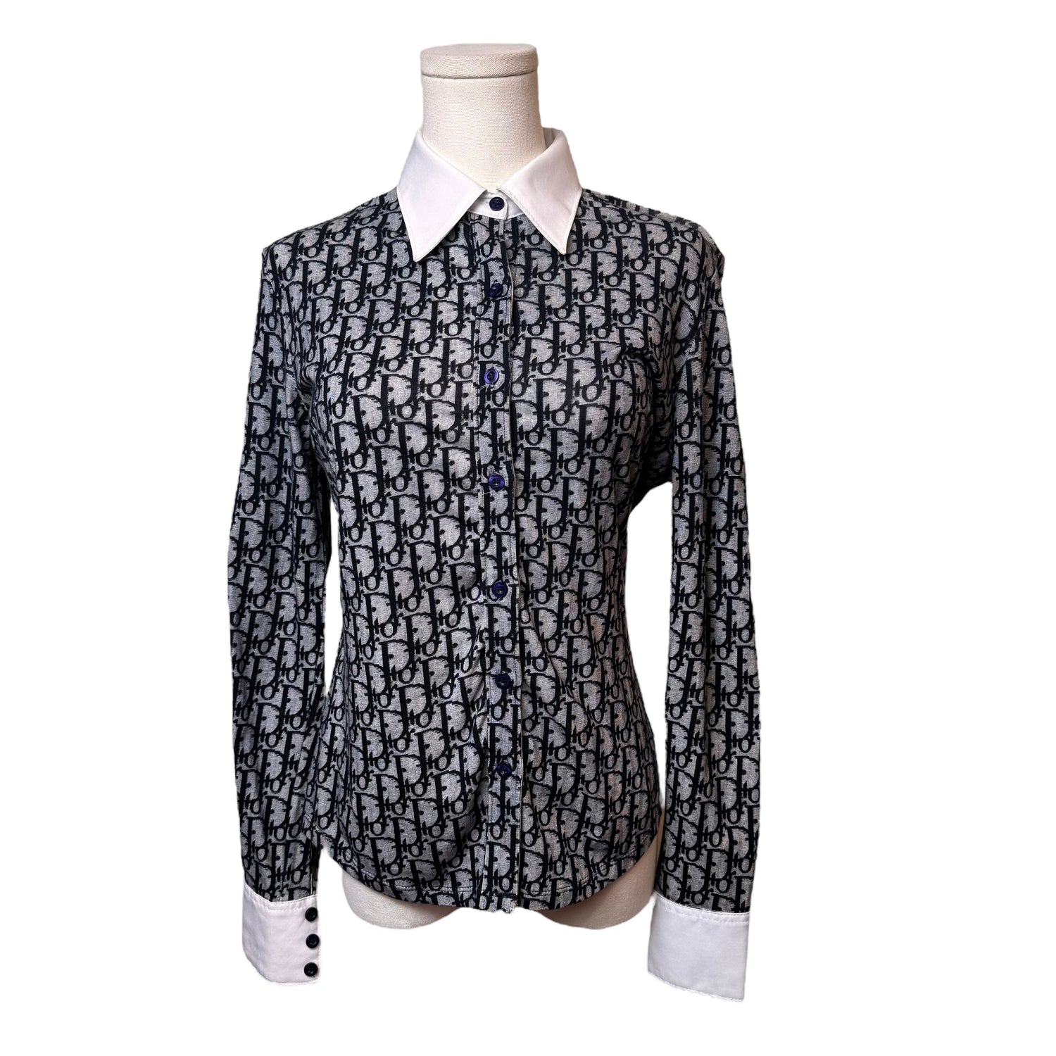 Dior Navy Trotter Button Up Top