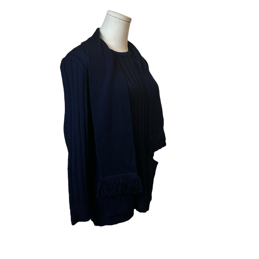 YSL Navy Knit Sweater w/ Attached Scarf