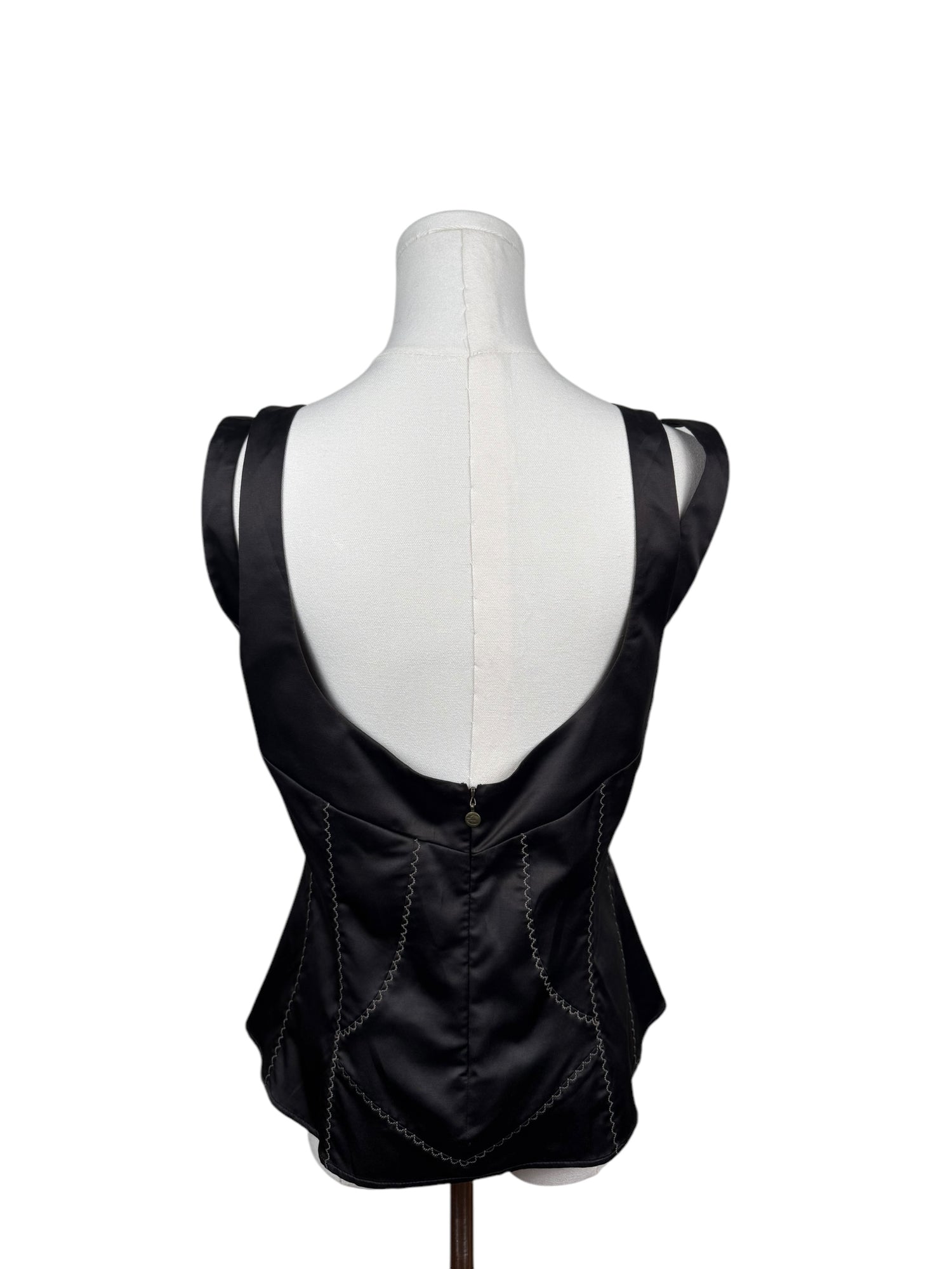 Roberto Cavalli Black Embroidered Silk Tank