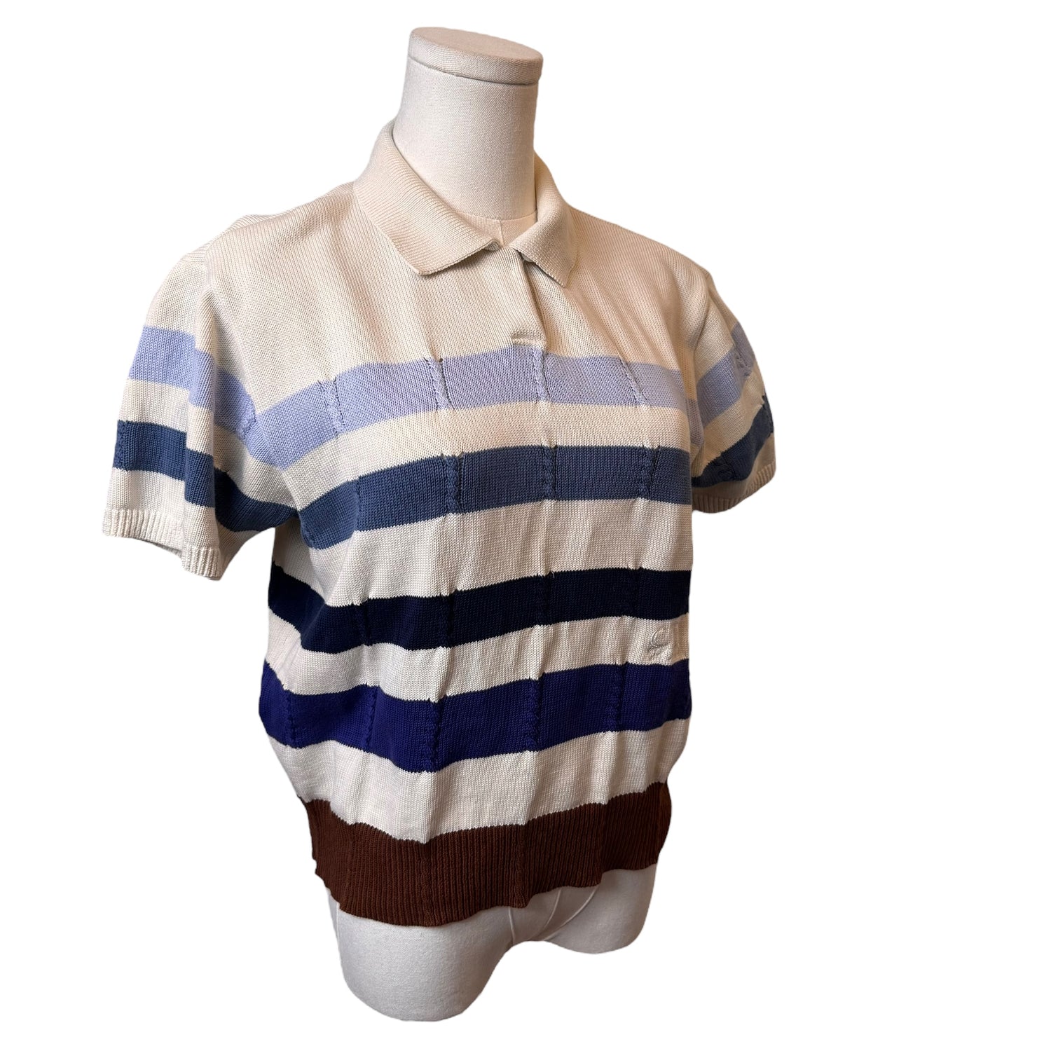 Dior Blue Stripe Short Sleeve Polo