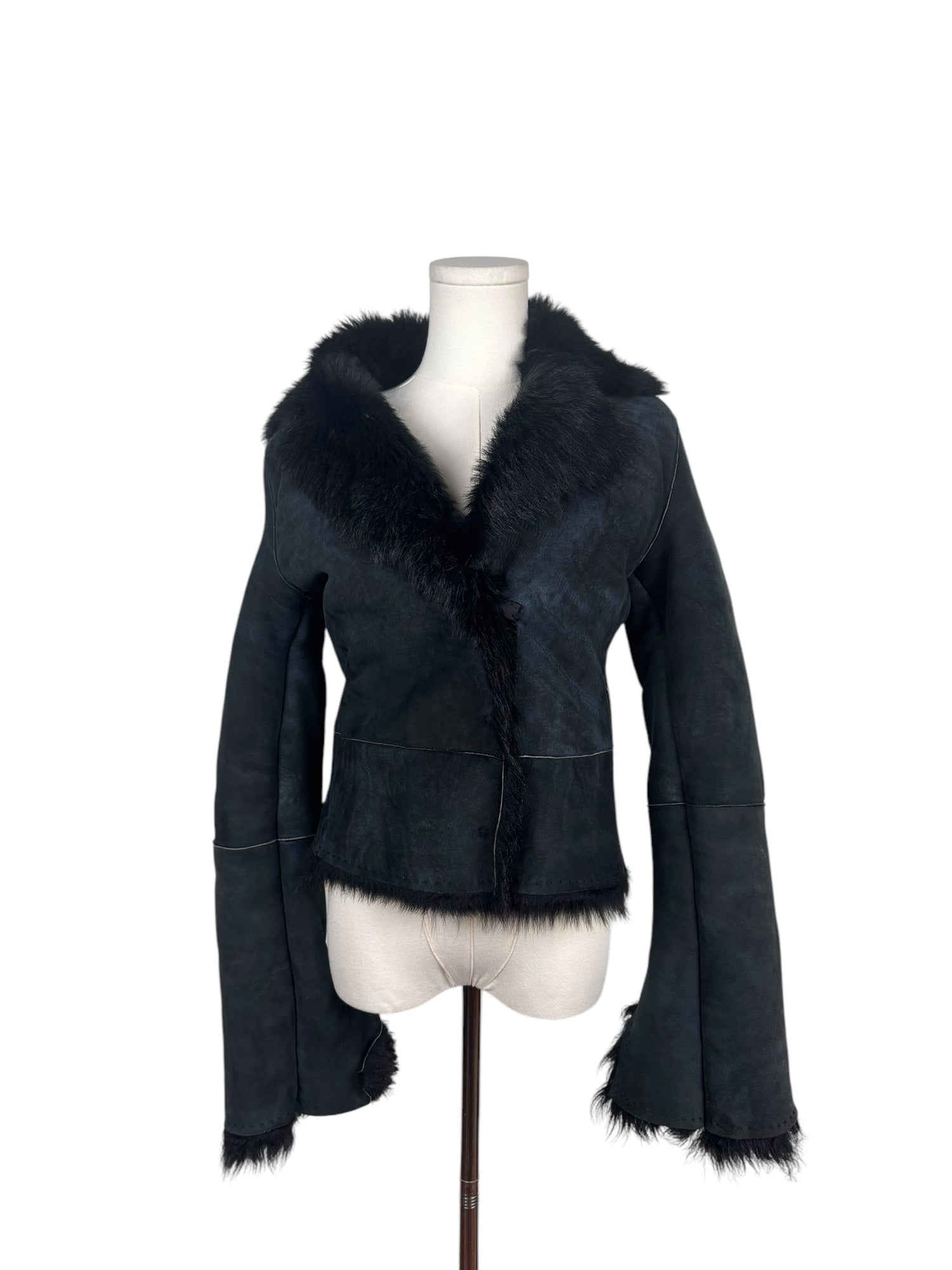 Navy Vintage Fur Jacket