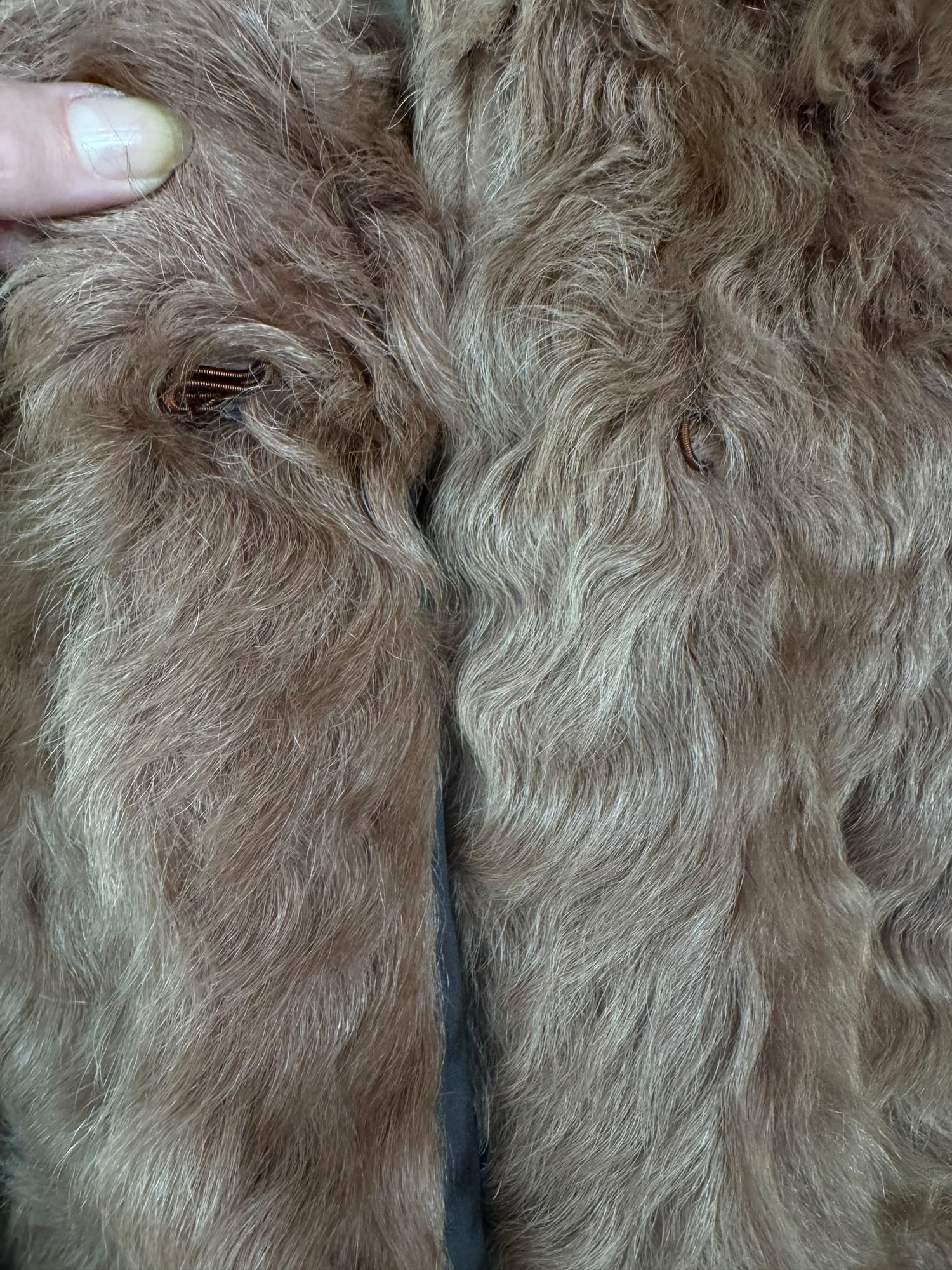 Vintage Brown Curly Lamb Fur Coat