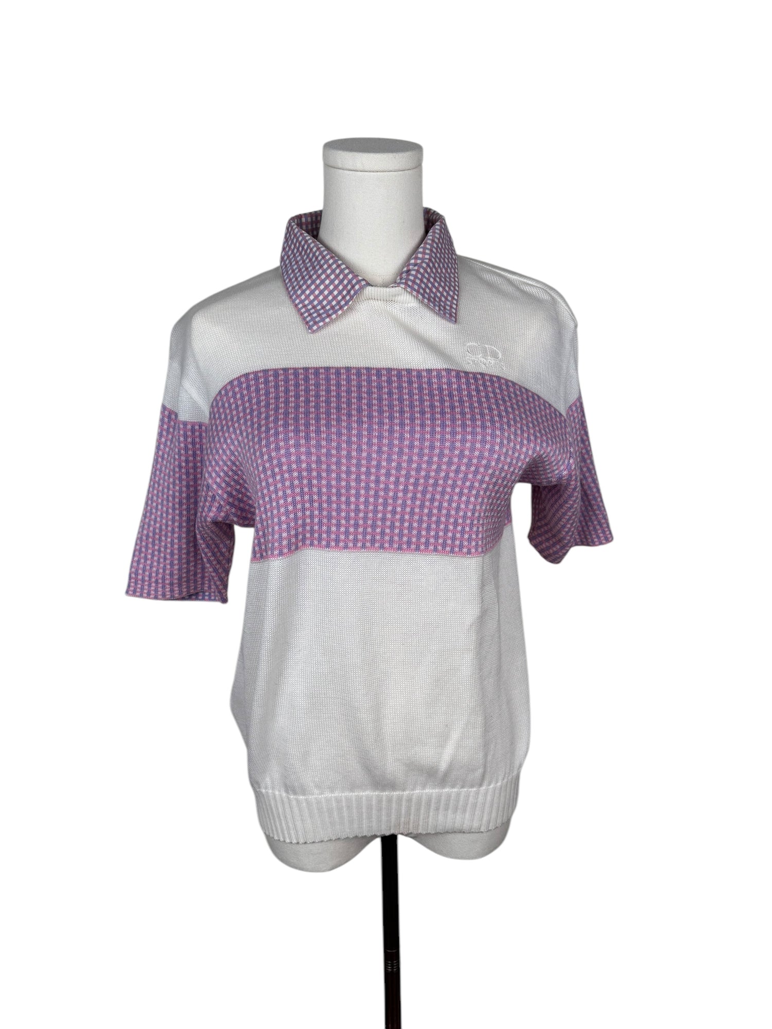 Christian Dior Sports White and Purple Knit Polo