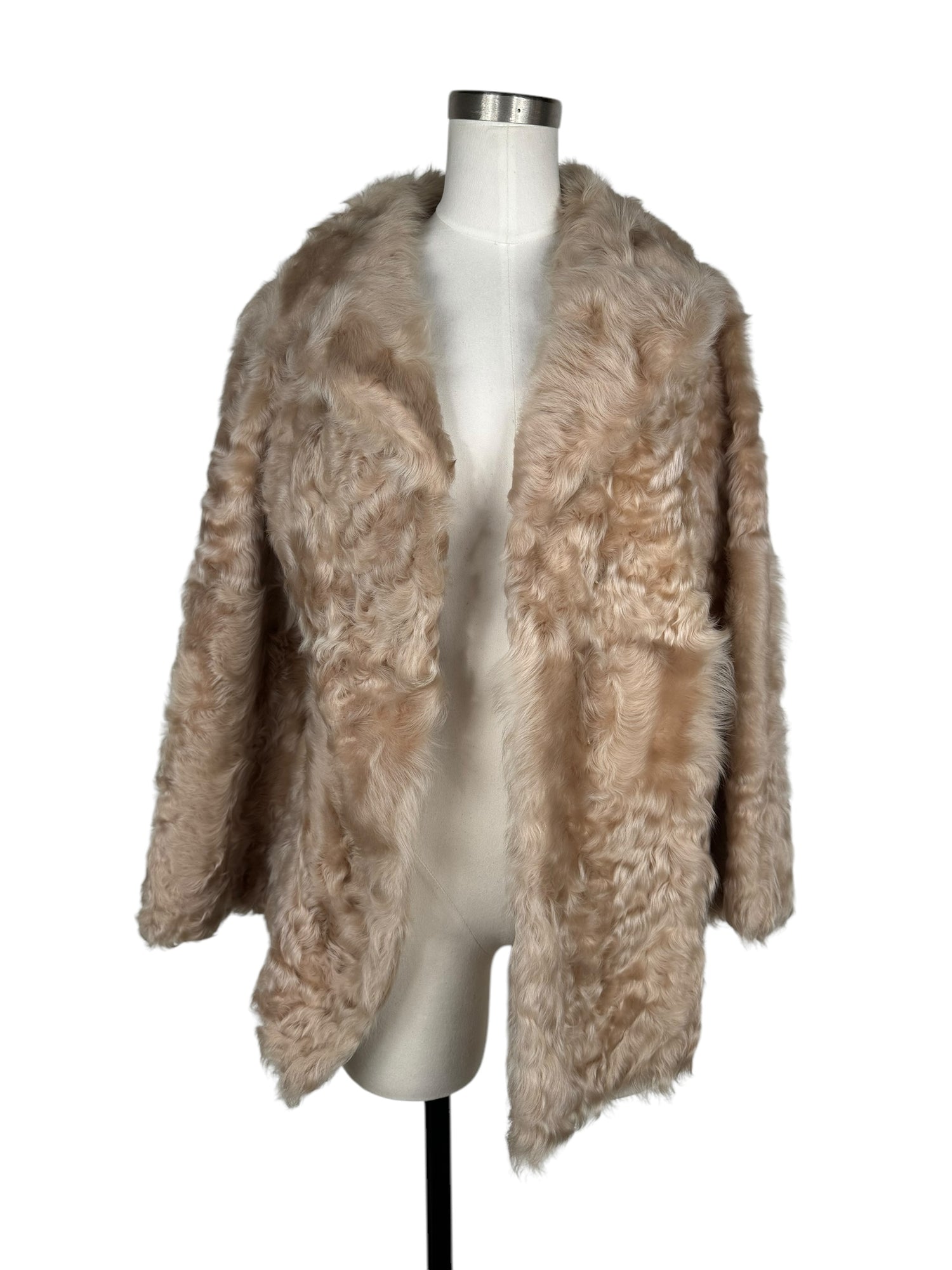 Vintage Tan Curly Lamb Fur Coat