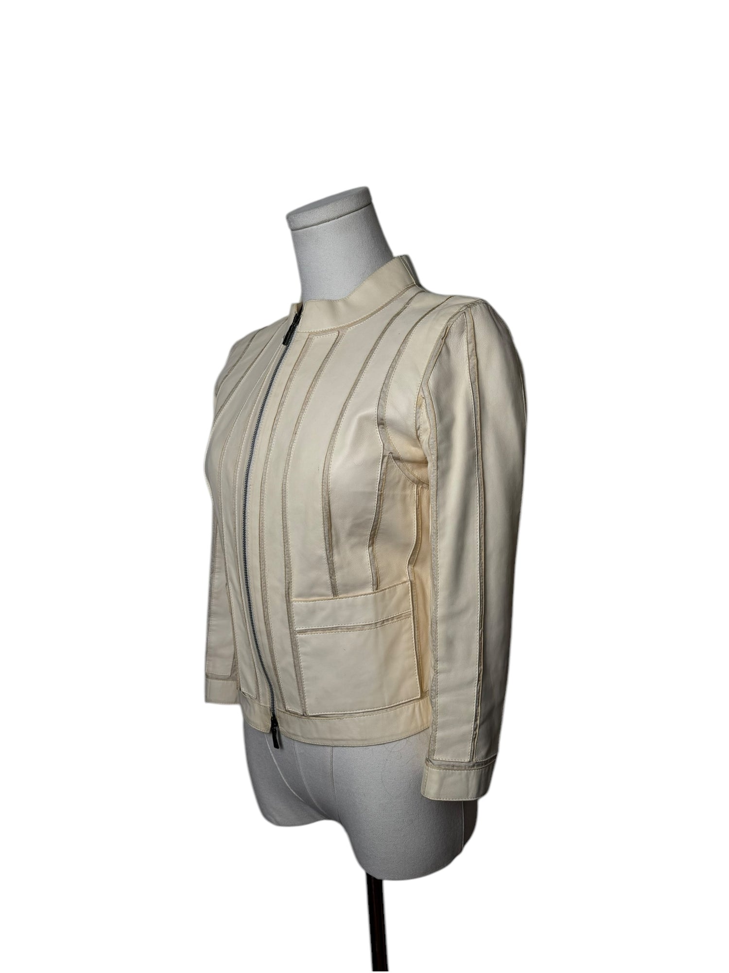 90s Loewe White Paneled Leather Jacket