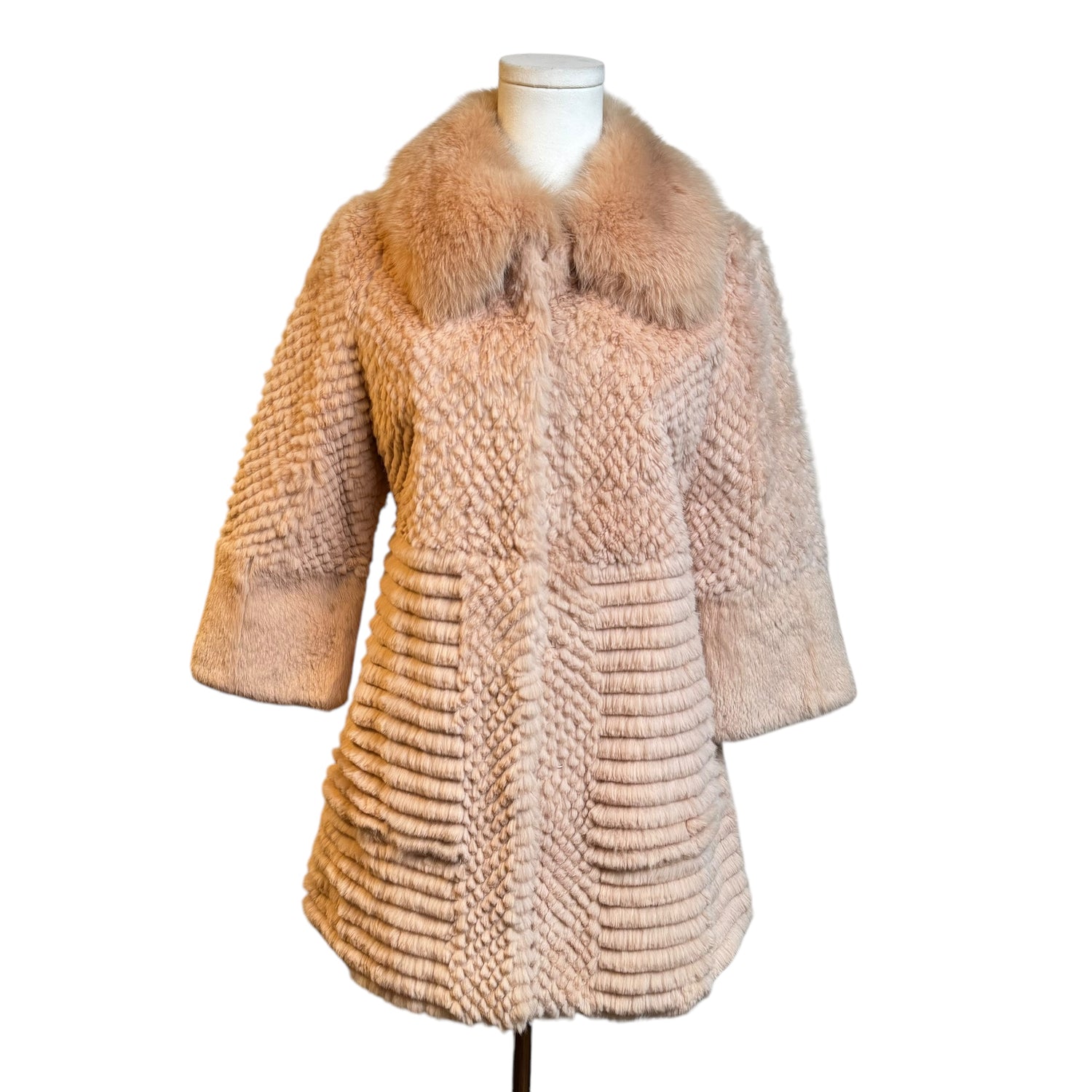 Vintage Blush Rabbit Fur Coat