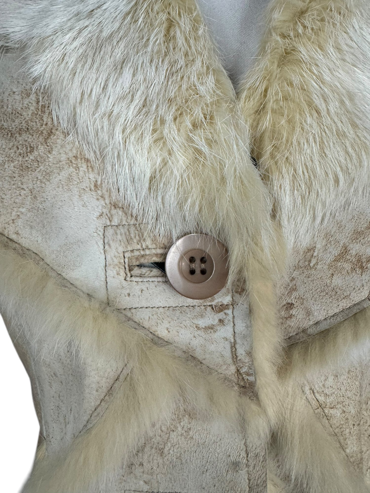 Vintage Cream Suede and Rabbit Fur Coat