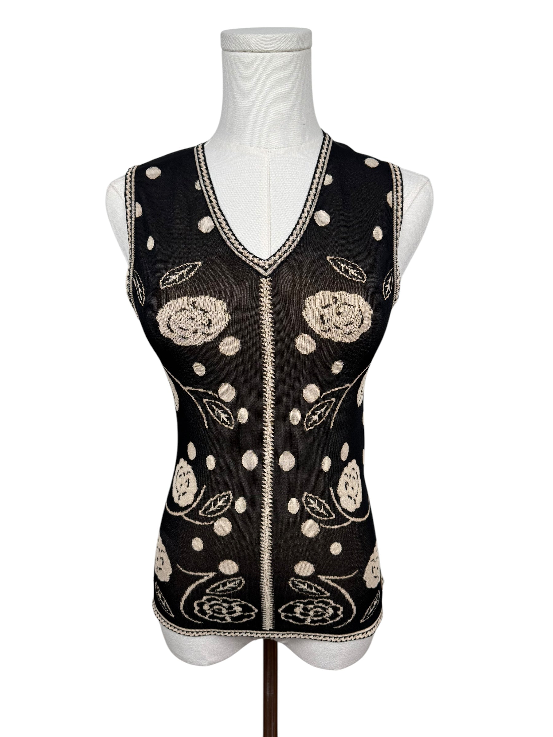 Chanel Brown/White Flower Tank, 2000's