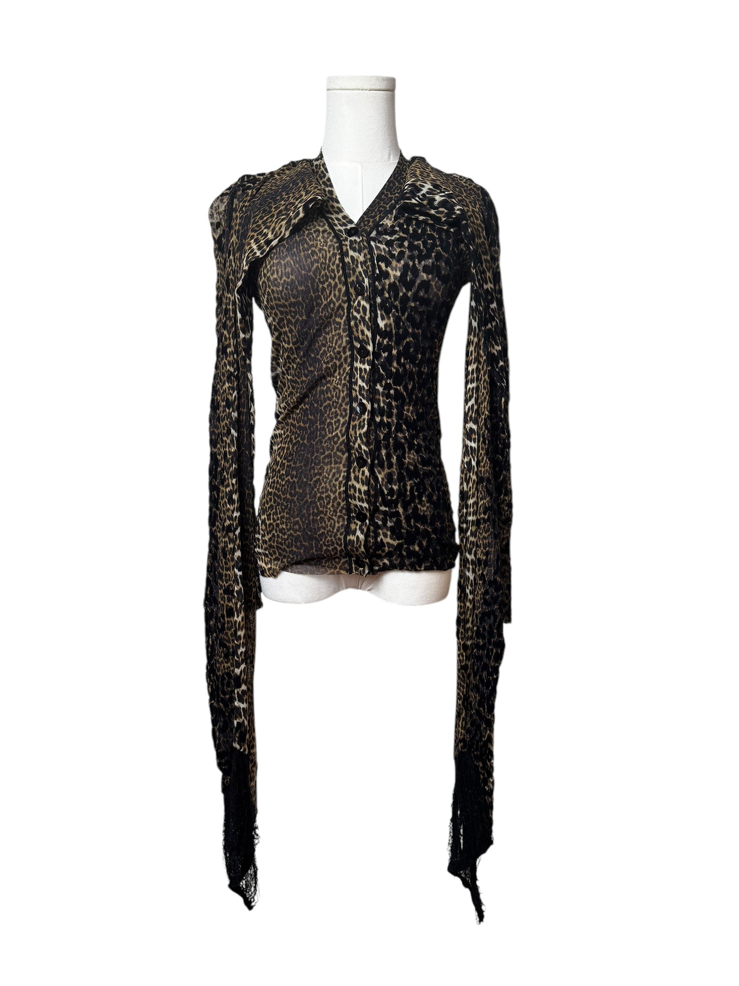 Jean Paul Gaultier Mesh Cheetah Print Top