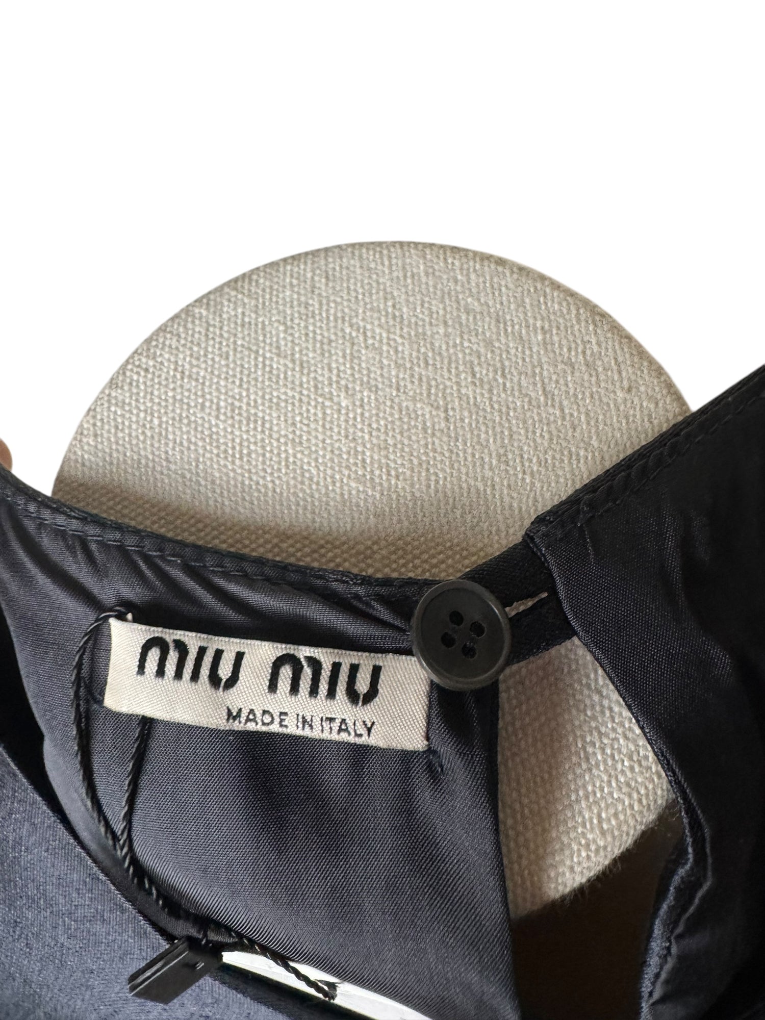 Miu Miu Black Silk Scalloped Taffeta Tank