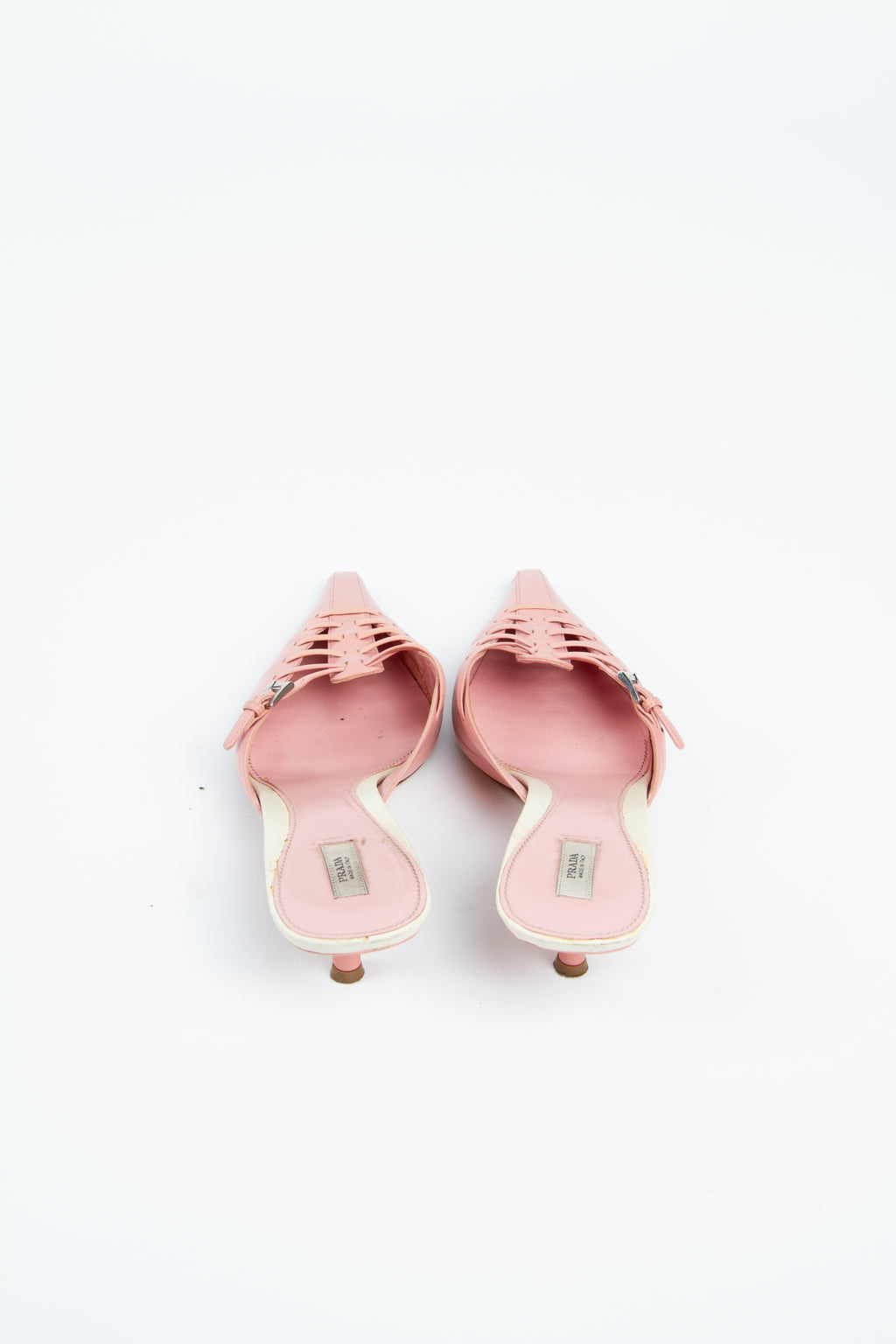 Vintage Prada 2000s Size 39 Baby Pink Mules | Y2K Designer Heels Shoes