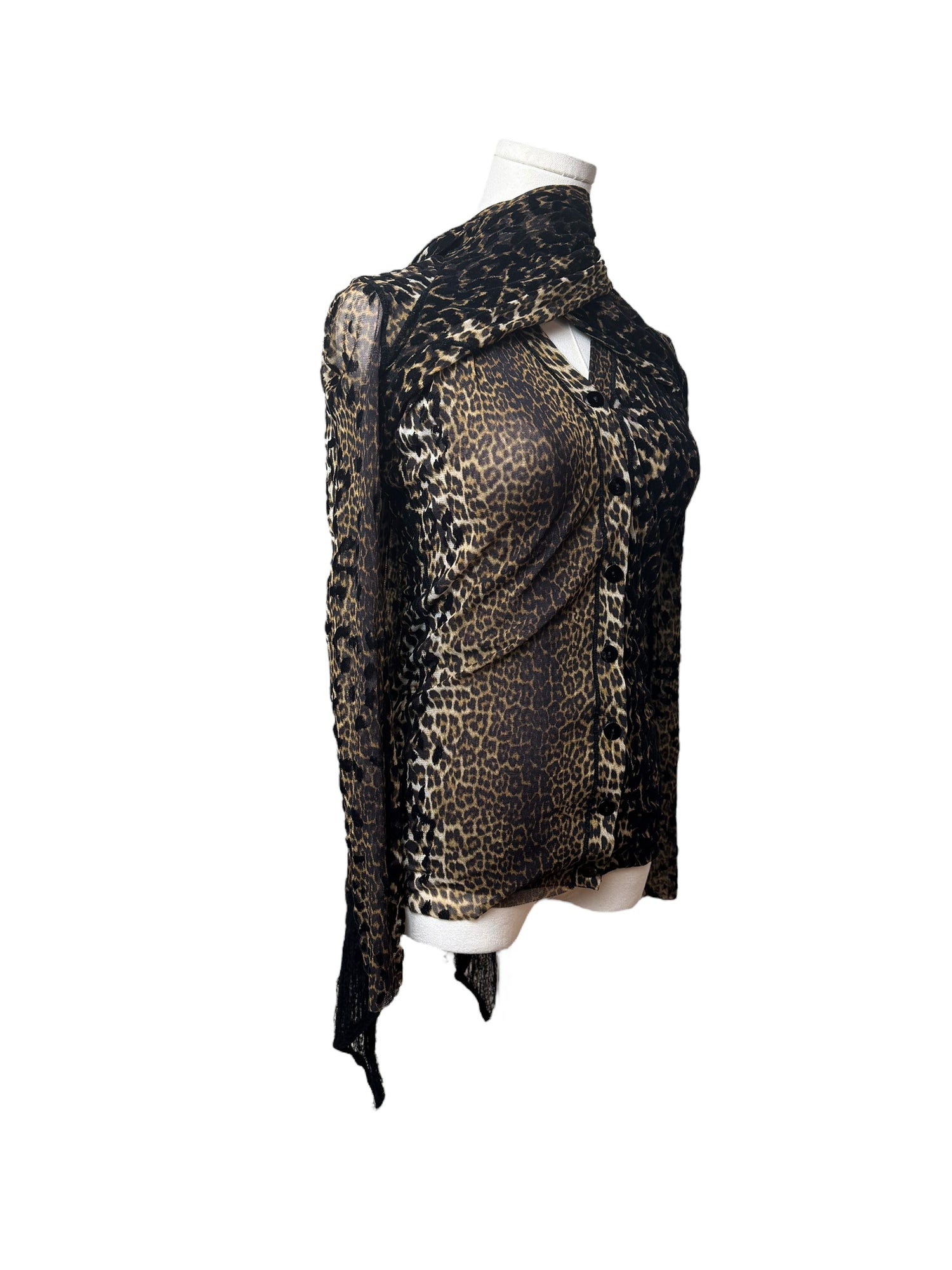 Jean Paul Gaultier Mesh Cheetah Print Top