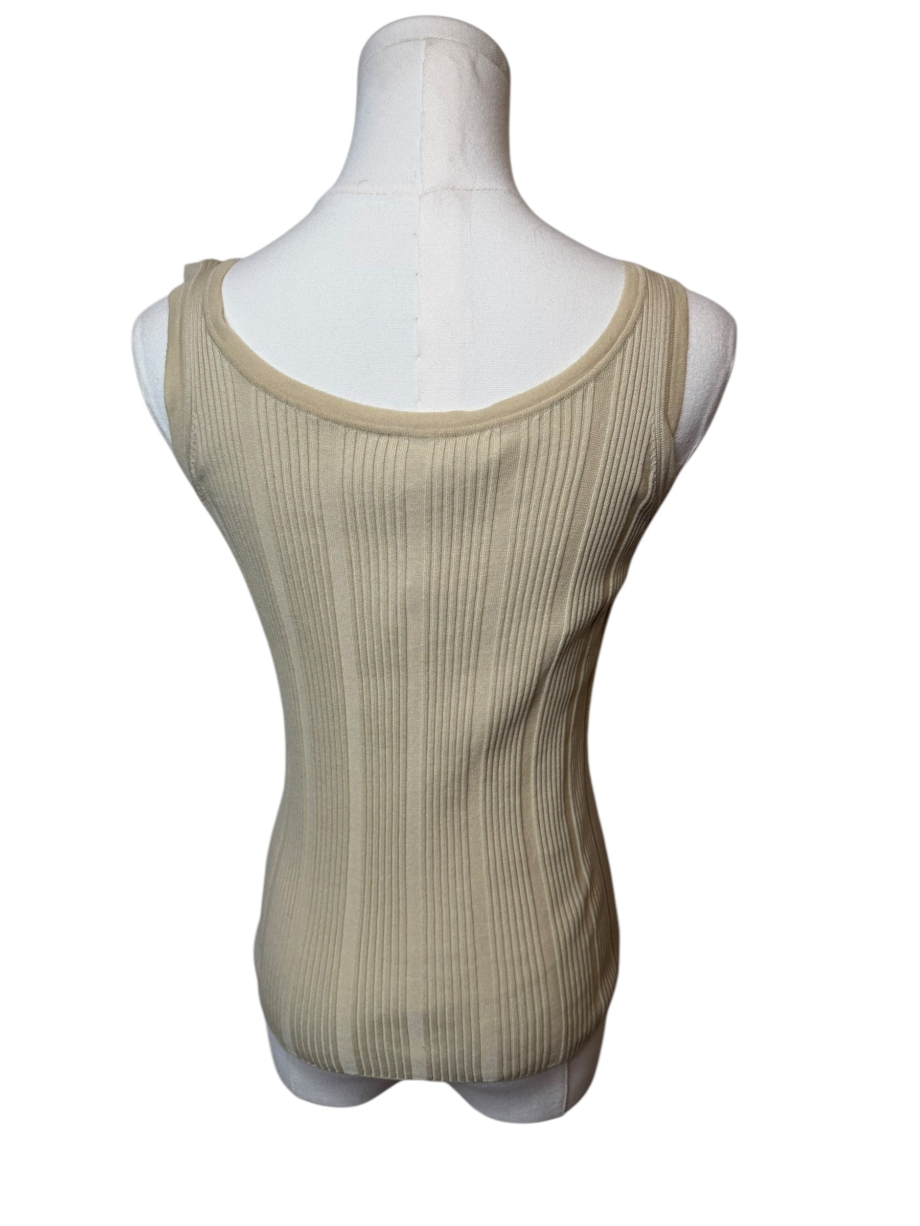 Chanel Cream Knit Button Tank
