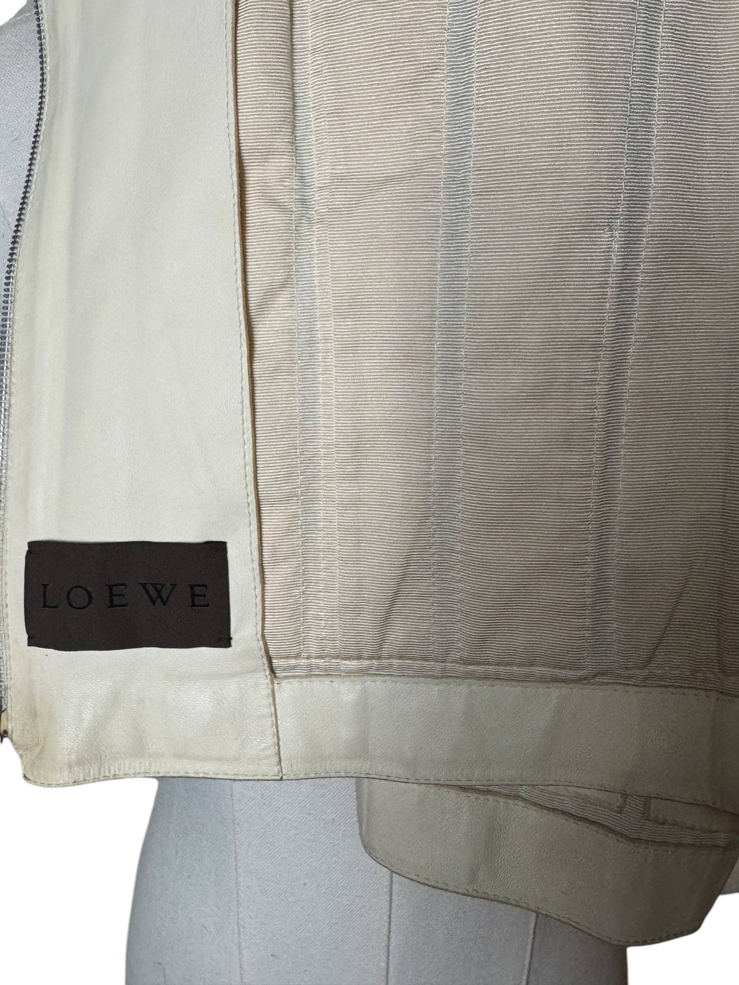 90s Loewe White Paneled Leather Jacket