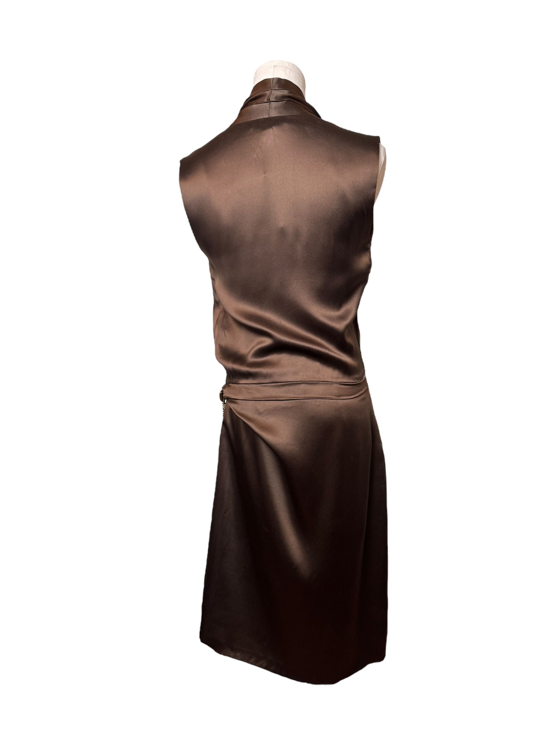 Gucci Brown Silk Horse-bit Dress
